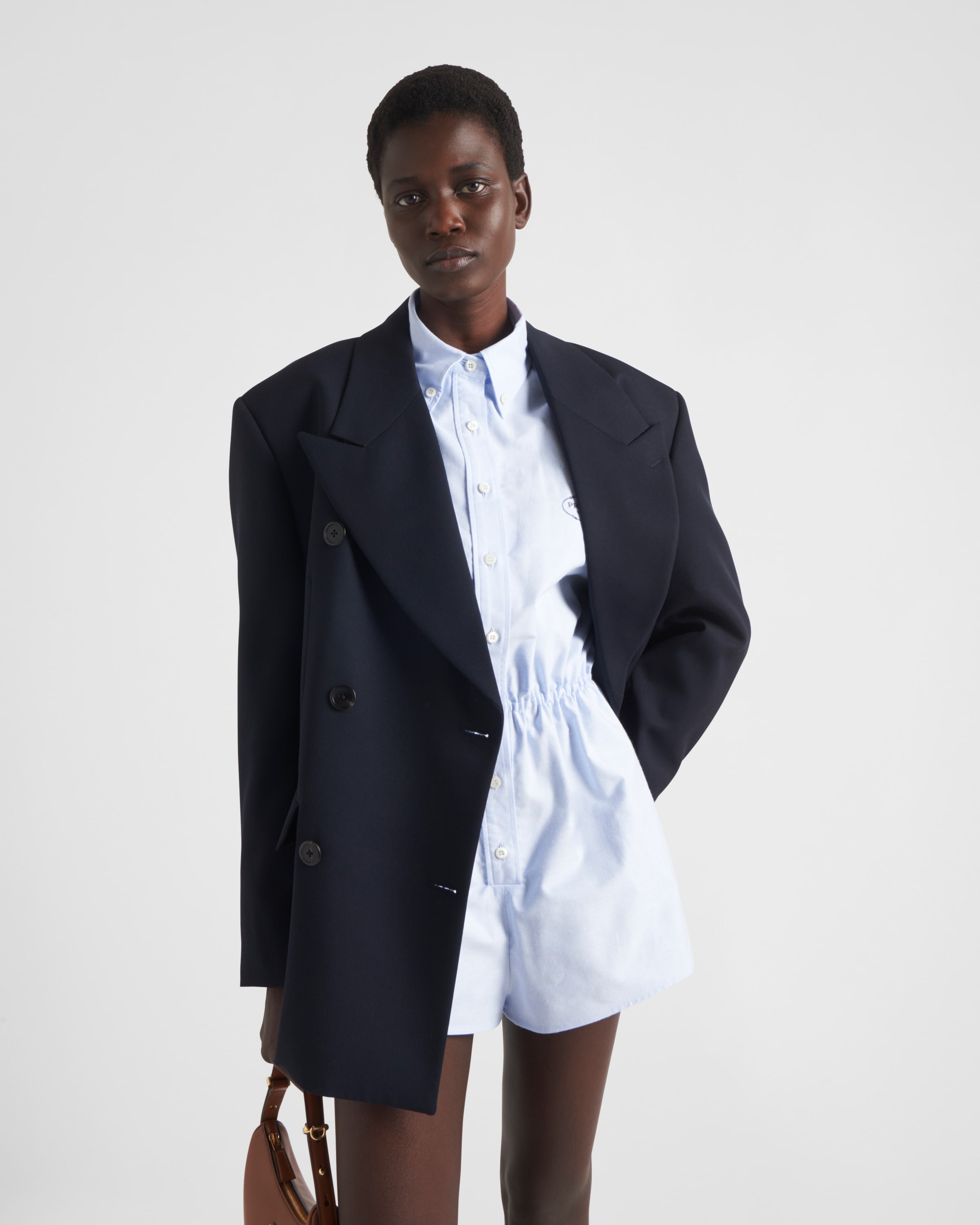 【プラダ・PRADA】Embroidered Oxford cotton jumpsuit Prada Embroidered Oxford cotton jumpsuit | REVERSIBLE