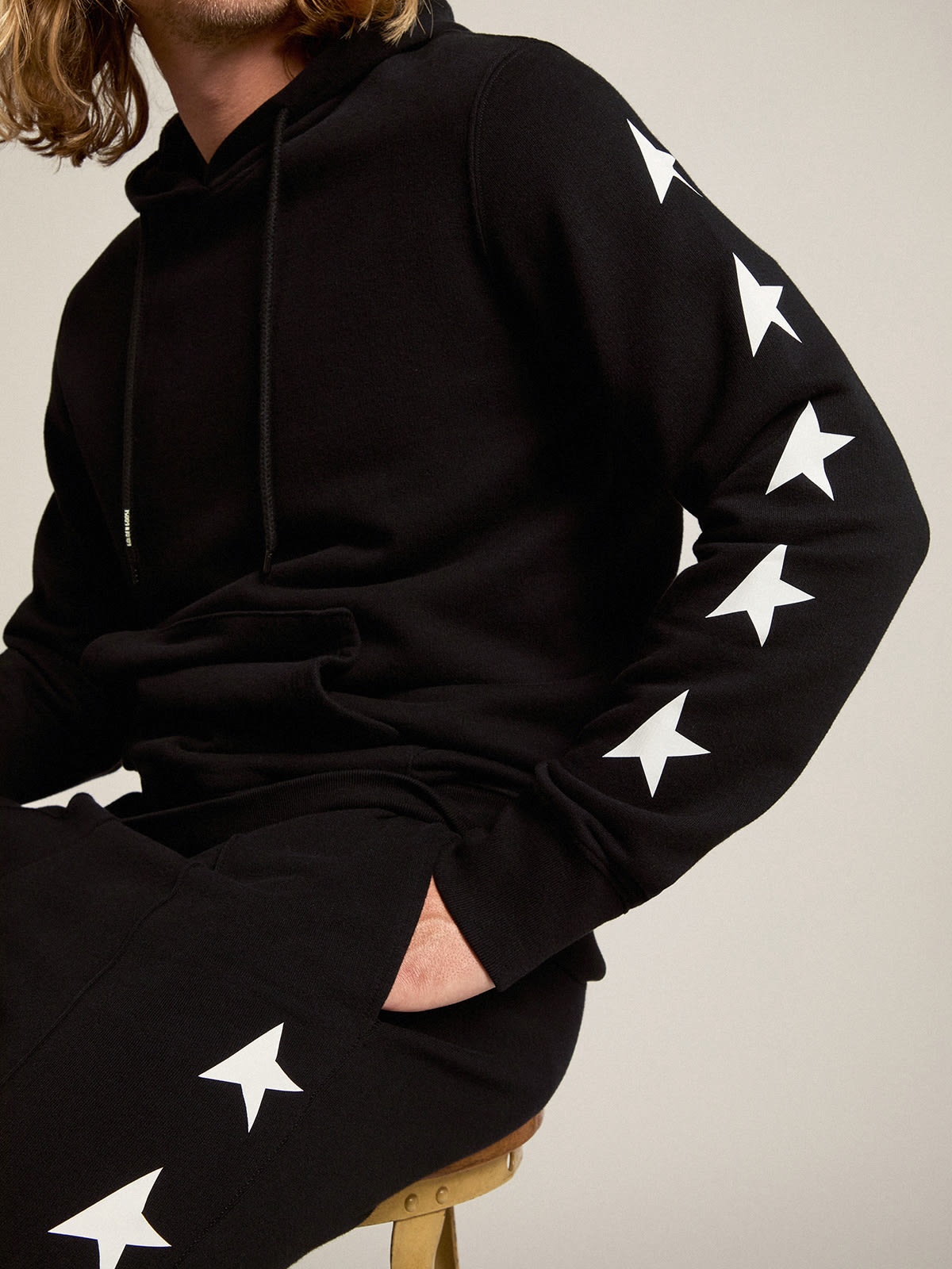 Men's black joggers with white stars - 2