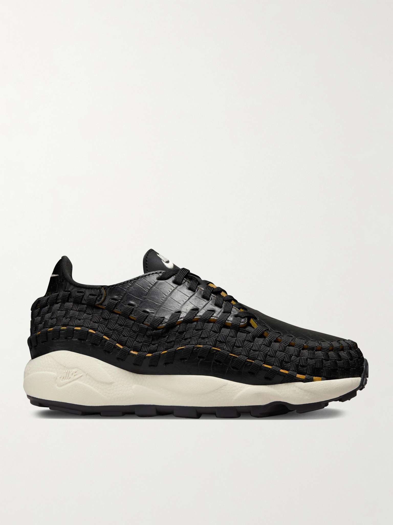 Air Footscape Stretch-Knit and Croc-Effect Leather Sneakers - 1