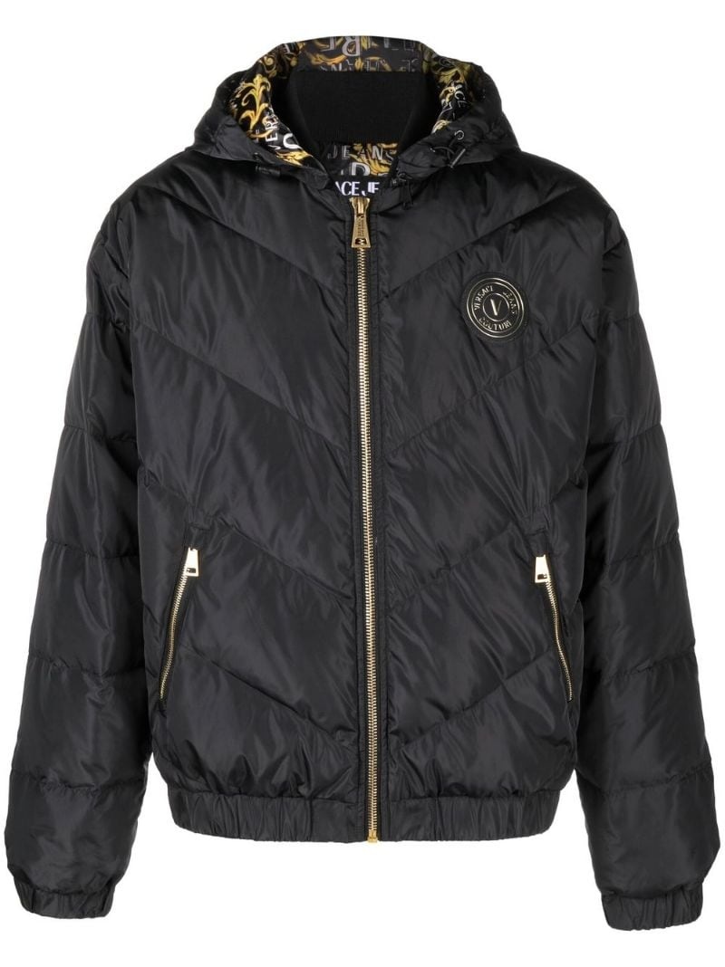 quilted hooded down jacket - 1