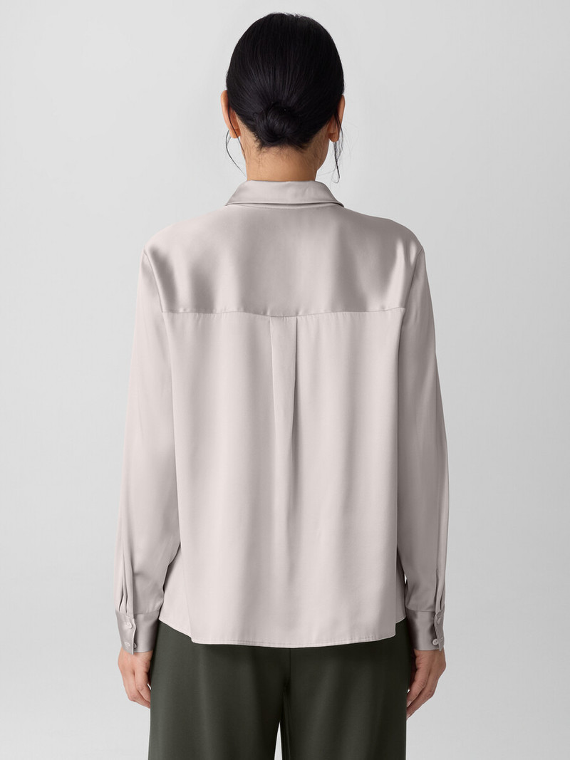 Stretch Silk Charmeuse Classic Collar Shirt 4