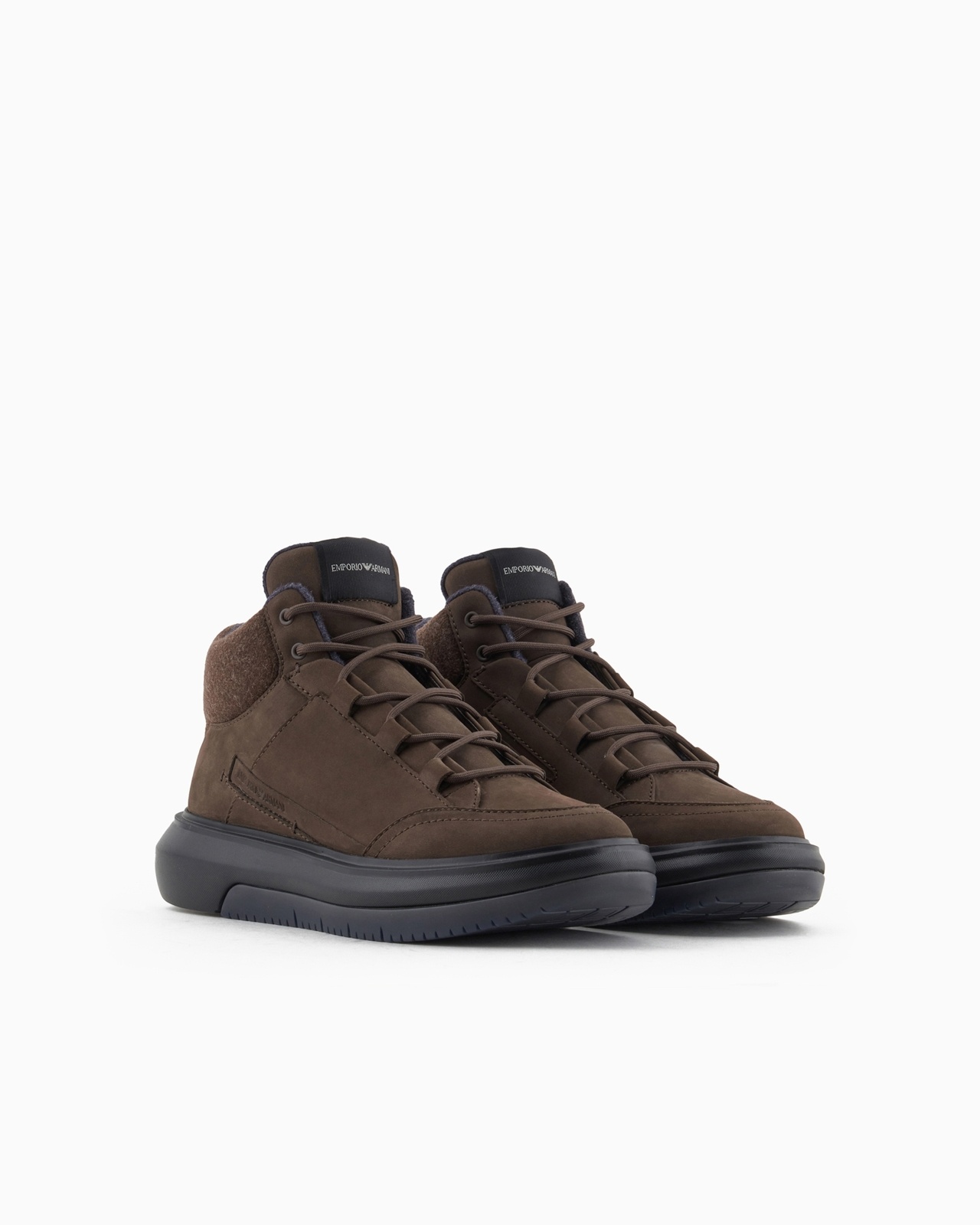 NUBUCK HIGH-TOP SNEAKERS WITH FELT DETAIL - 2