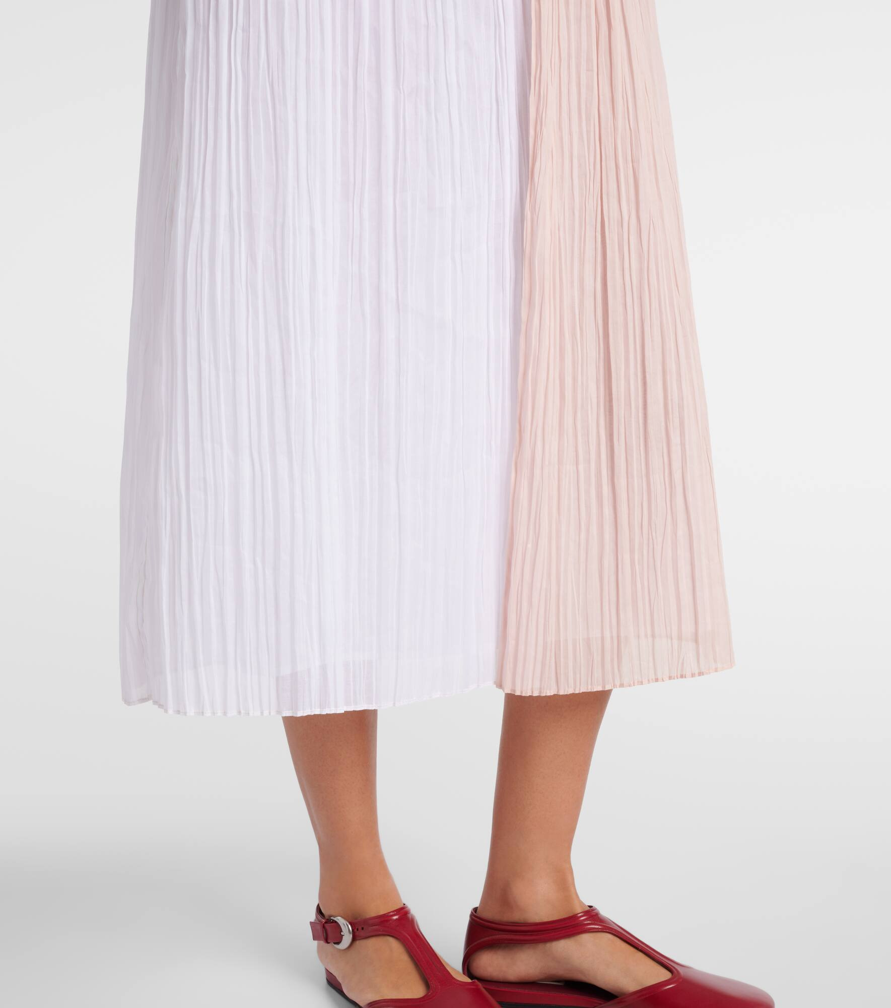 Pleated cotton organza muslin midi dress - 5