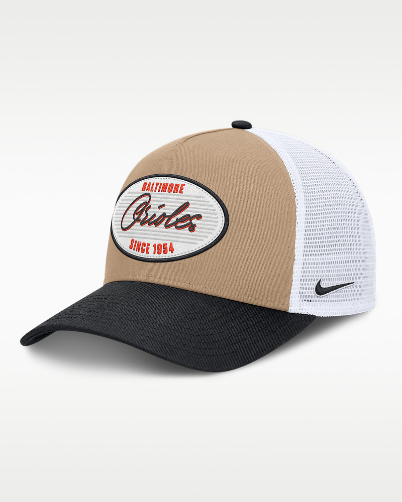 Baltimore Orioles Rise Men's Nike MLB A-Frame Trucker Adjustable Hat 1