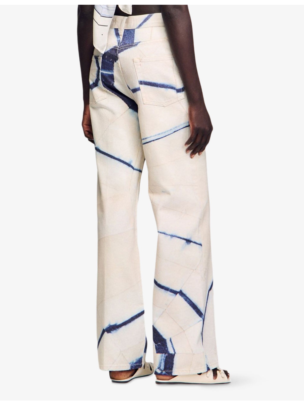 Tie-Dye Spiral-Print Wide-Leg Denim Jeans - 4