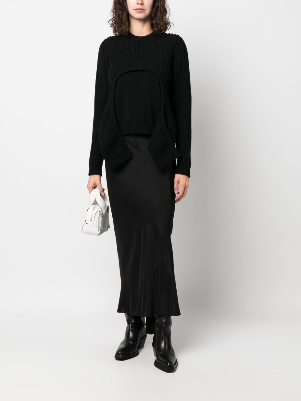 layered ribbed-knit jumper - 2