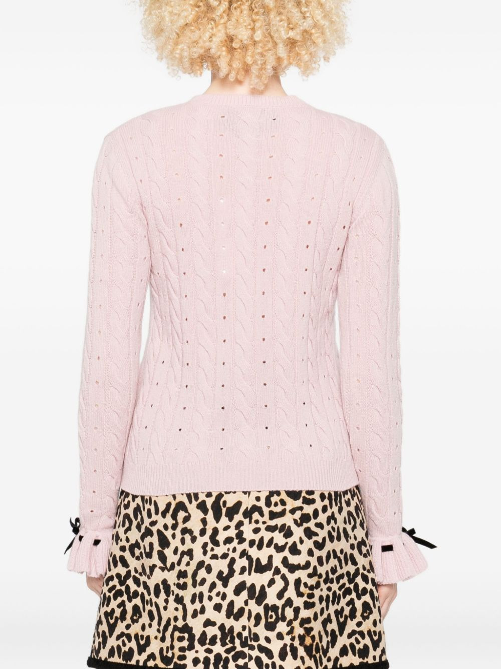 cable-knit ribbon-trimmed sweater - 4