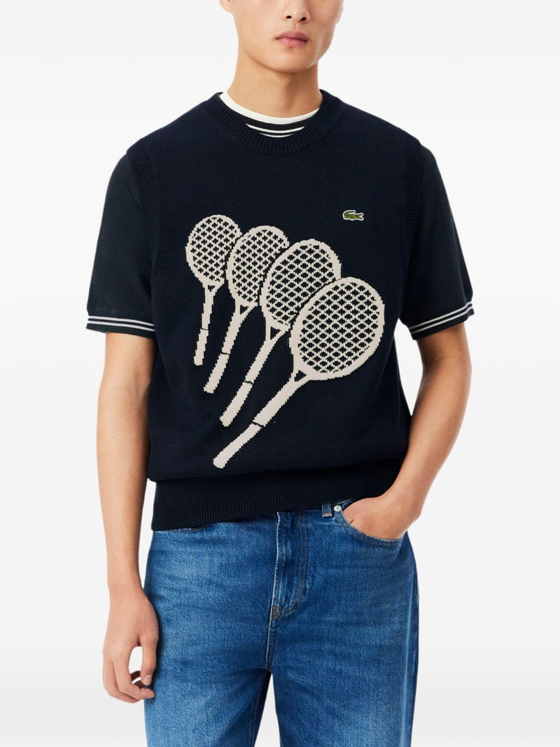 LACOSTE racket-motif sweater outlook