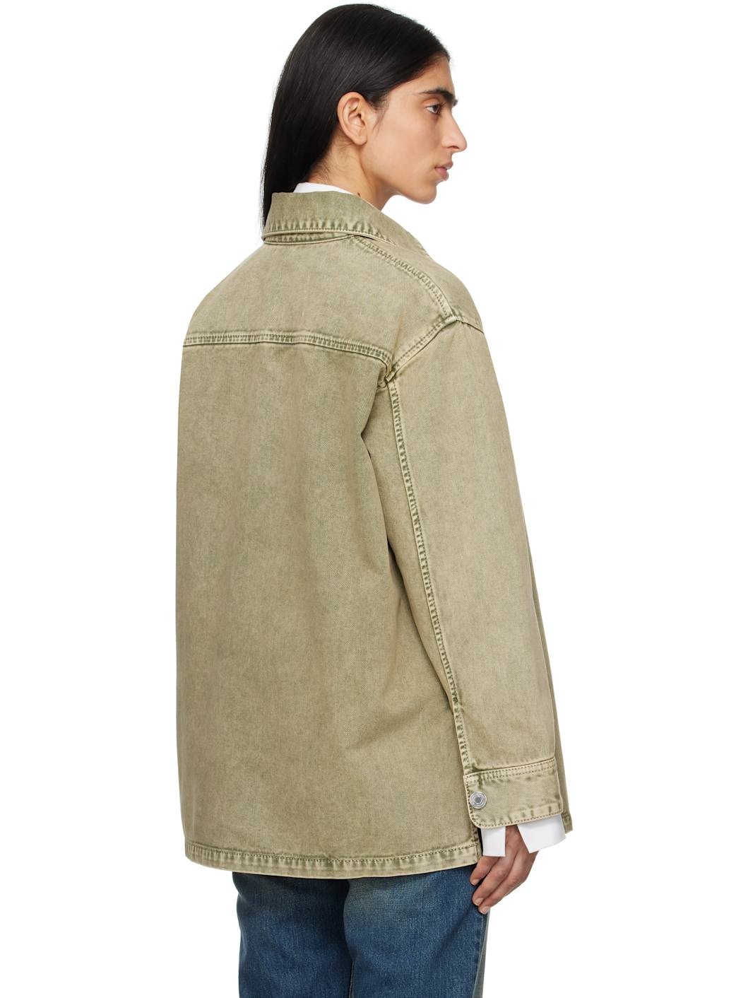 Green Cotton Ami de Coeur Denim Overshirt - 3