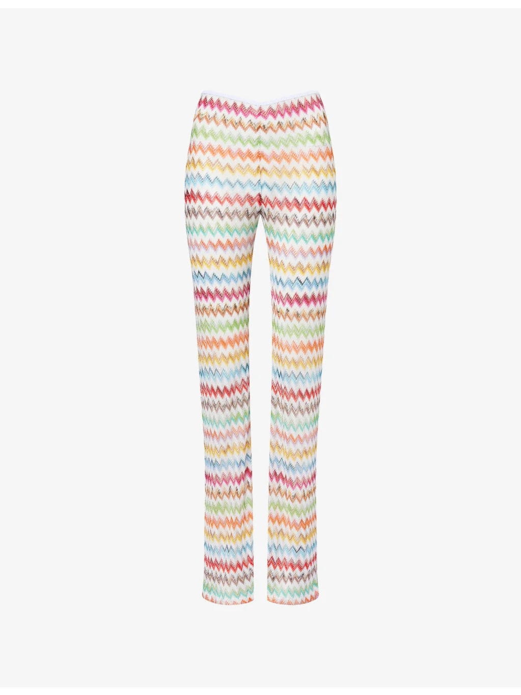 Flared-Leg Chevron Knitted Trousers - 1