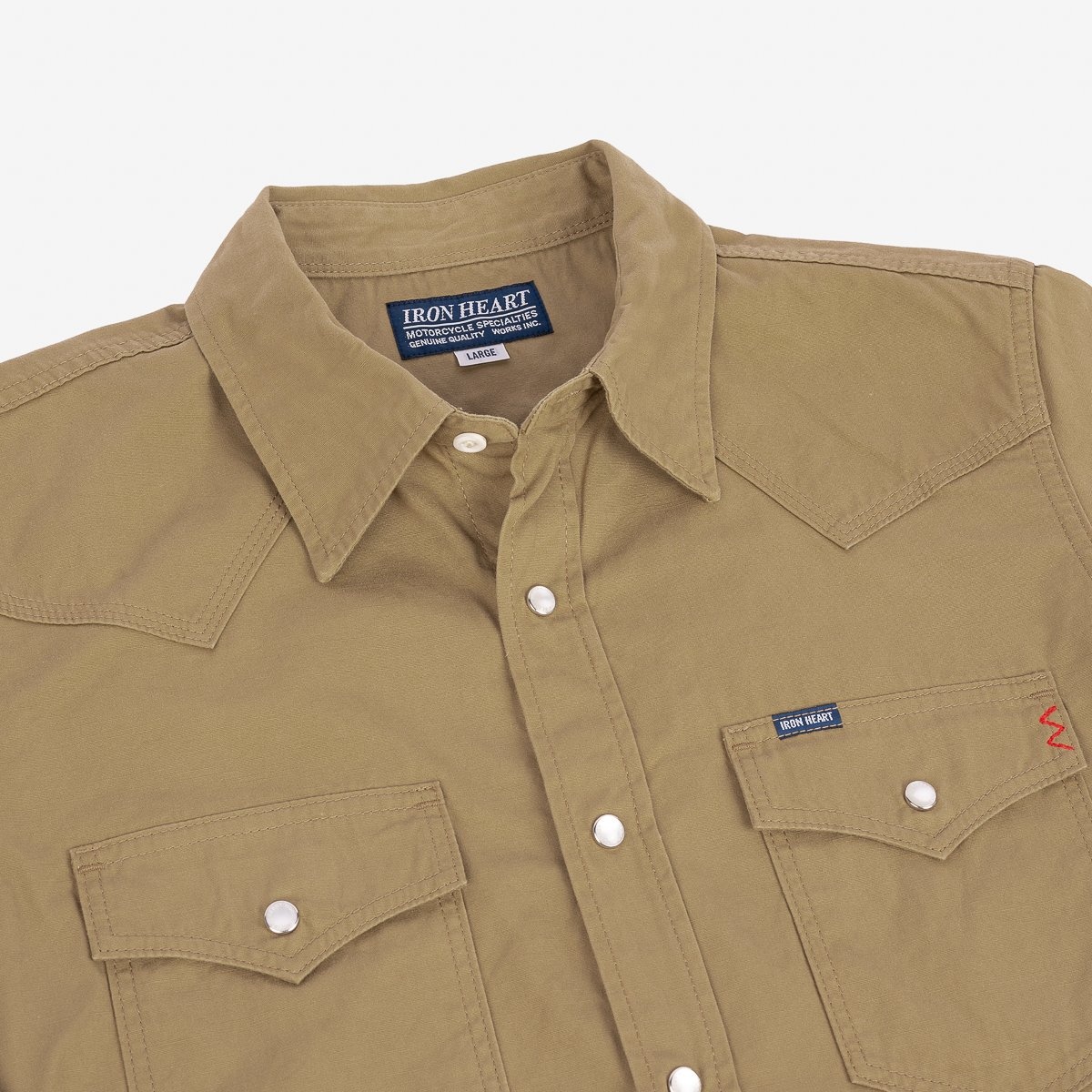 IHSH-394-KHA 7oz Fatigue Cloth Western Shirt - Khaki - 6