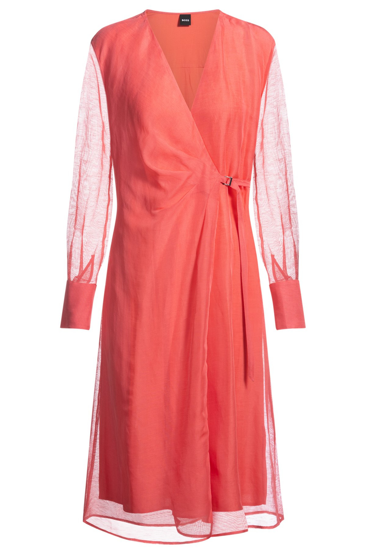 WRAP DRESS WITH SHEER DETAILING - 1