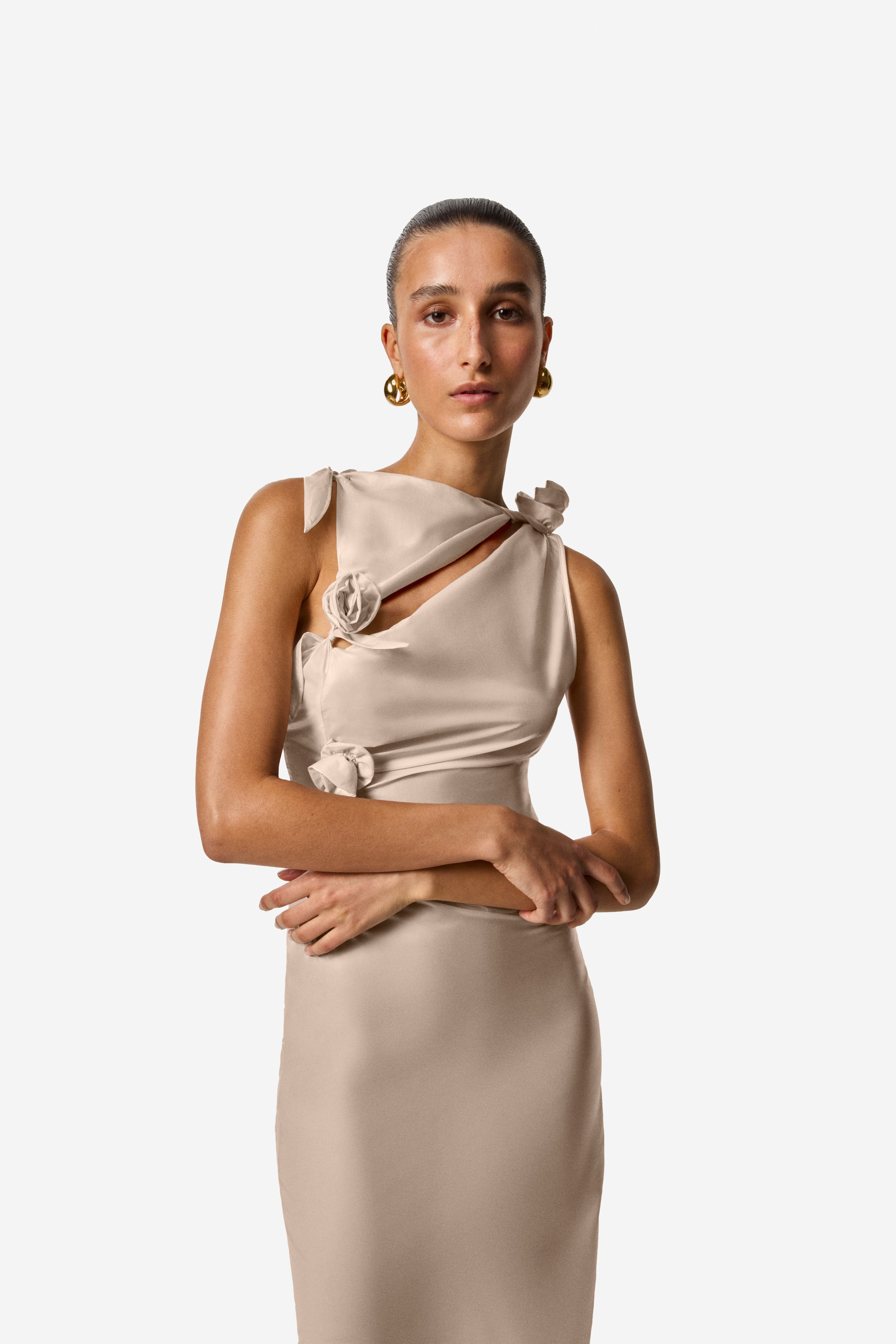 Asymmetric Flower Gown - 2