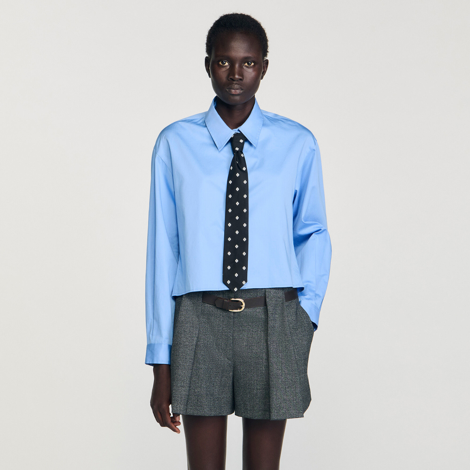 CROPPED SHIRT WITH DETACHABLE TIE - 4