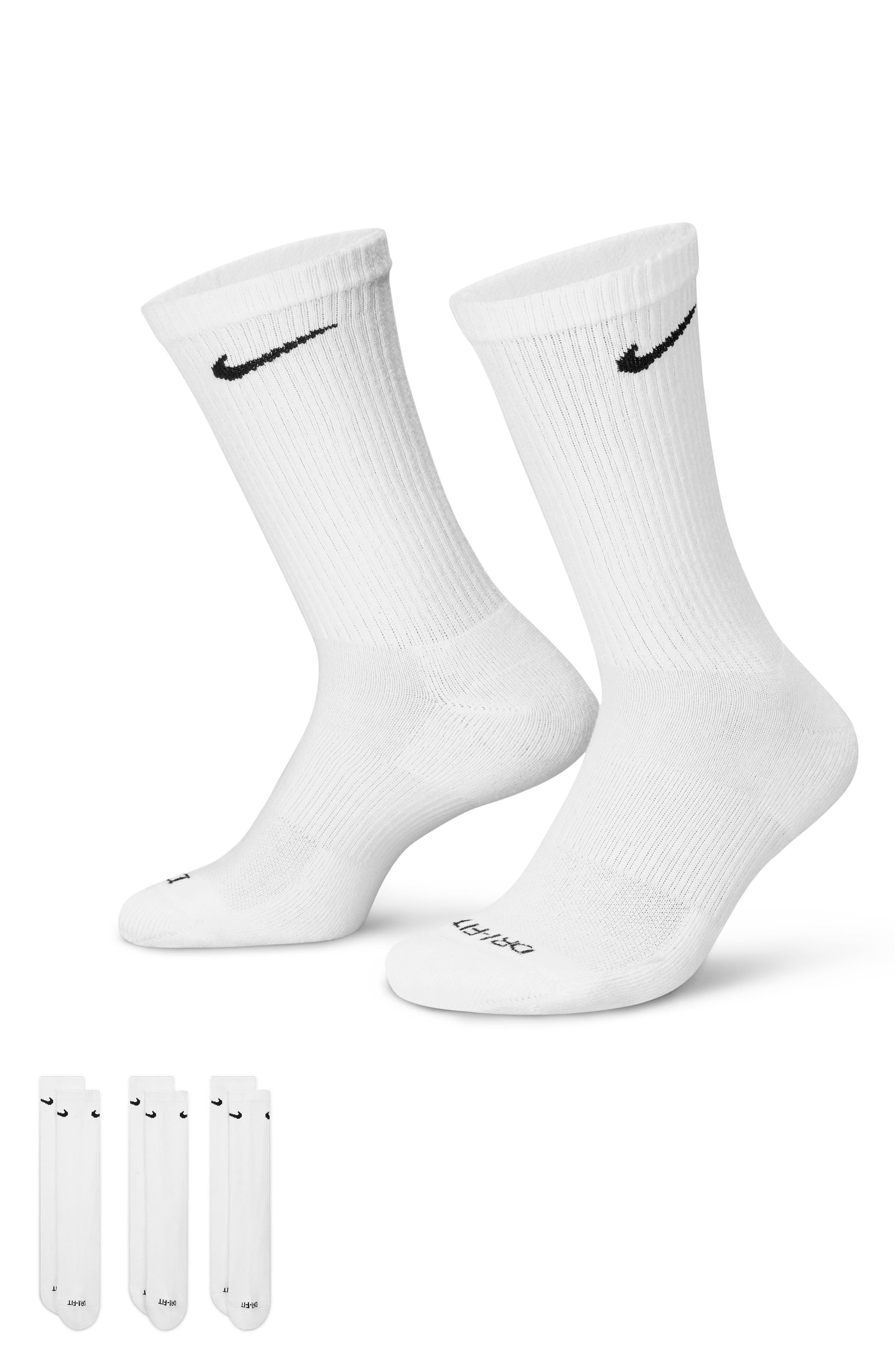 Nike Assorted 3-Pack Everyday Plus Cushion Crew Training Socks in White/Black at Nordstrom - 6