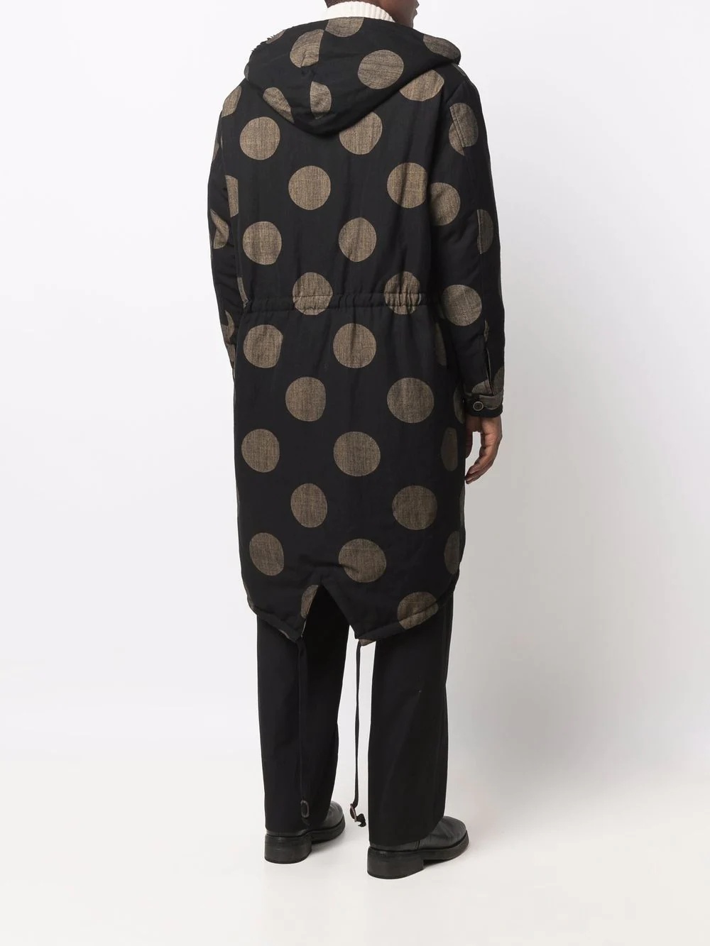 spot-print hooded parka coat - 4