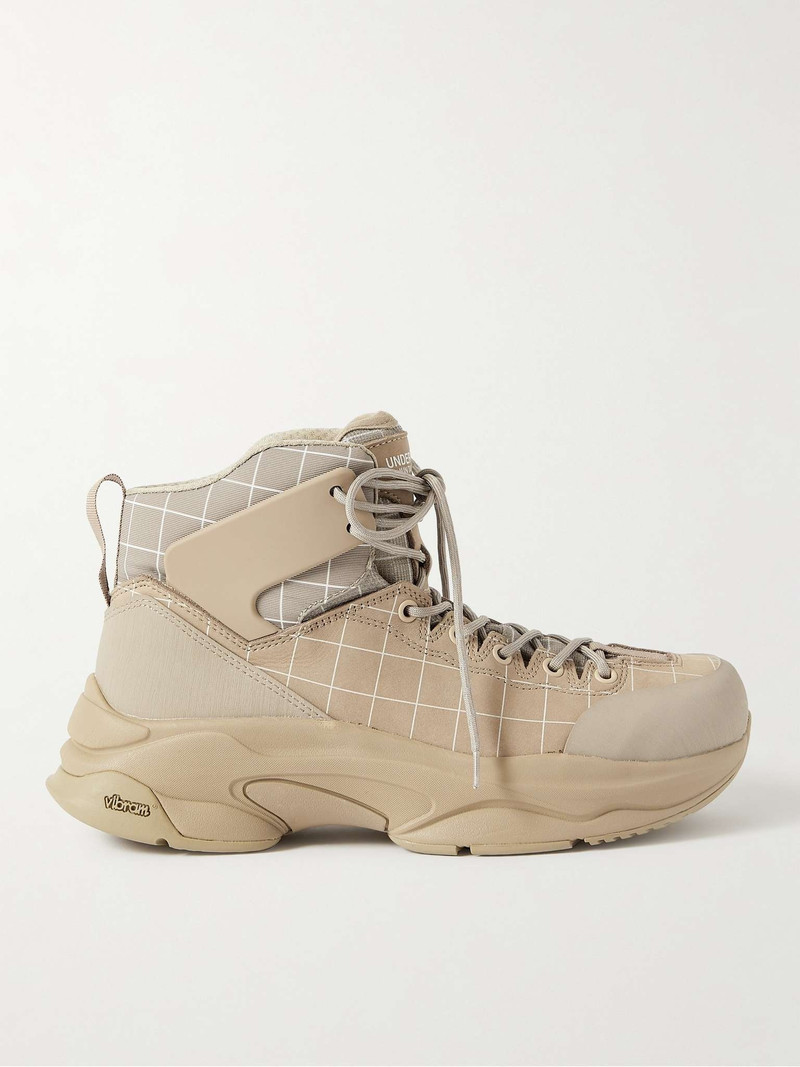 Checked Nubuck and Canvas Hiking Boots - 1