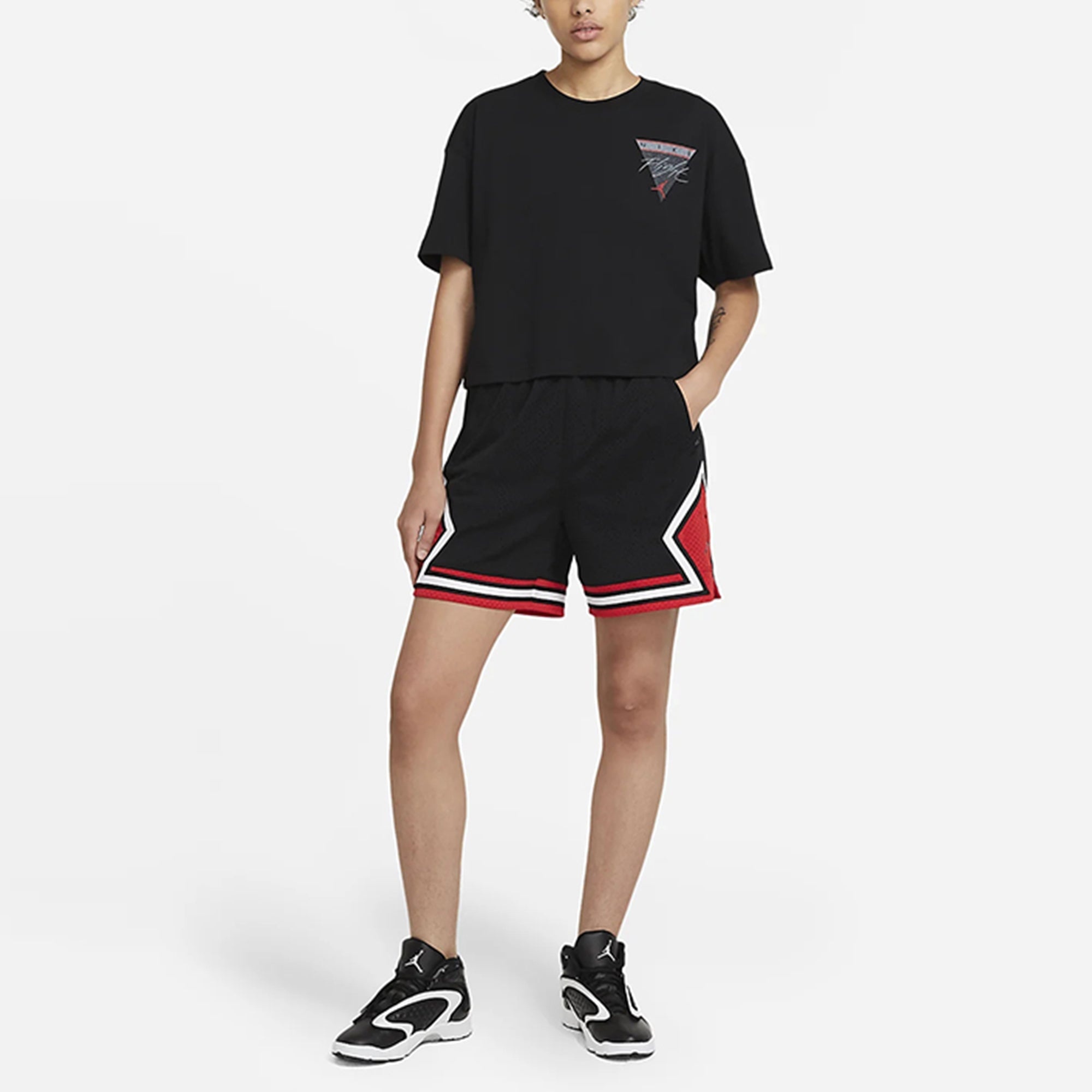 (WMNS) Air Jordan Essential Back Large Printing Loose Sports Short Sleeve Black DC2154-010 - 3