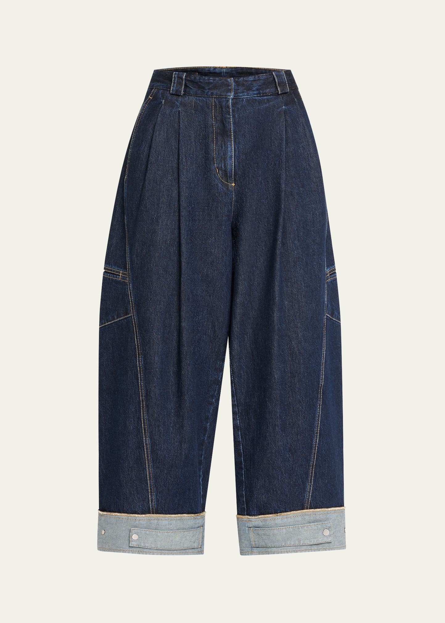 Curved Wide-Leg Cropped Jeans - 1