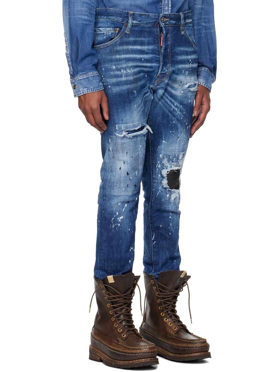 Blue Medium Ripped Wash Cool Guy Jeans - 2