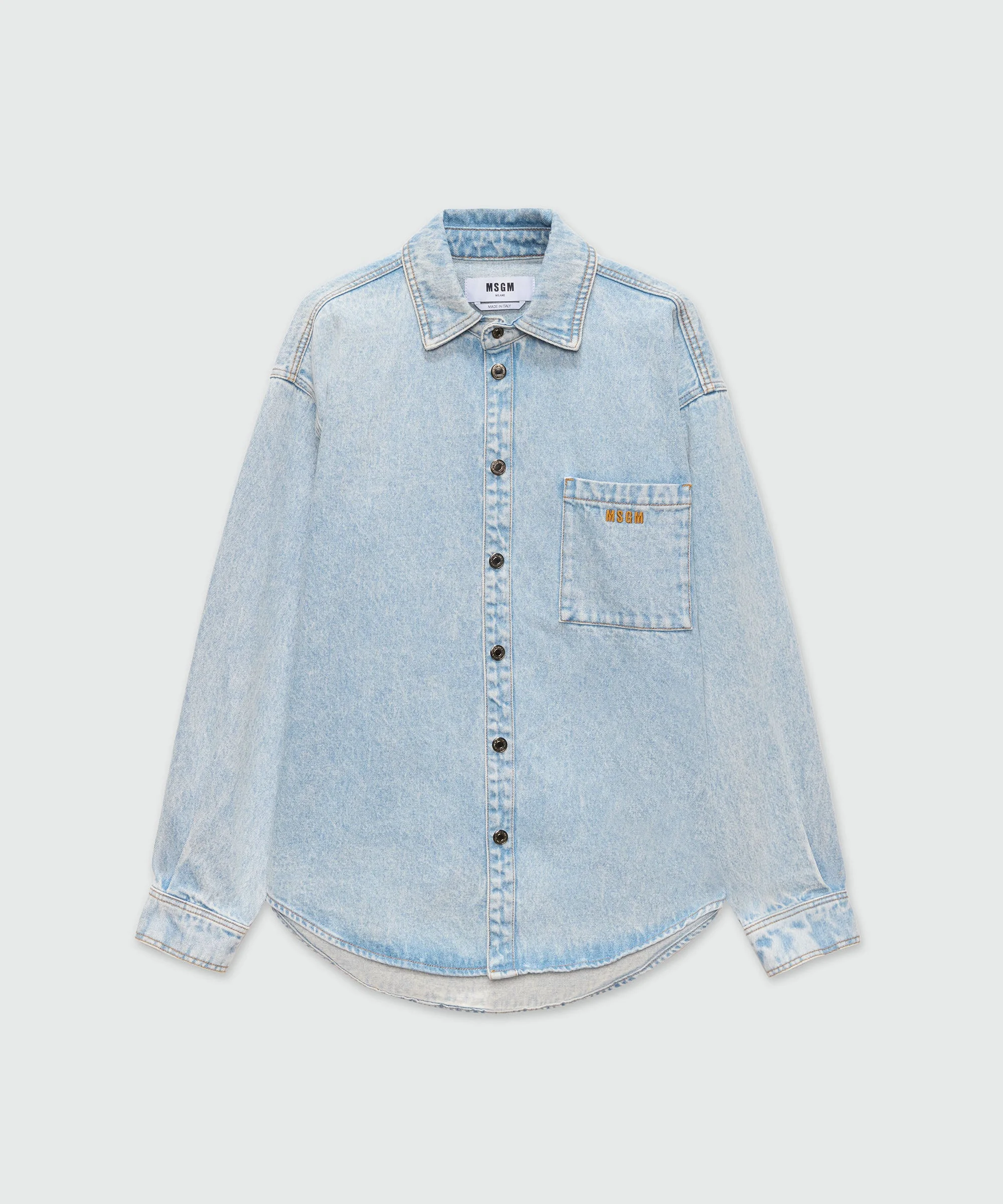 Light blue marbled denim shirt - 1