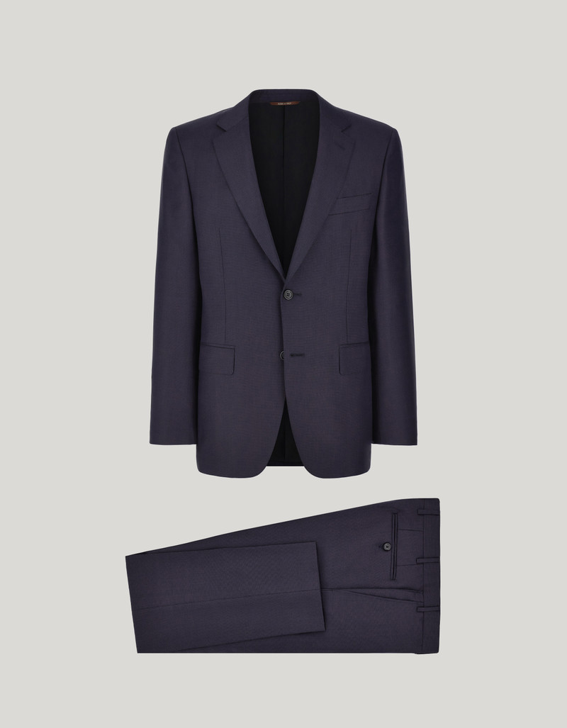 NAVY BLUE PURE WOOL SUIT WITH SINGLE-BREASTED TWO-BUTTON JACKET 1