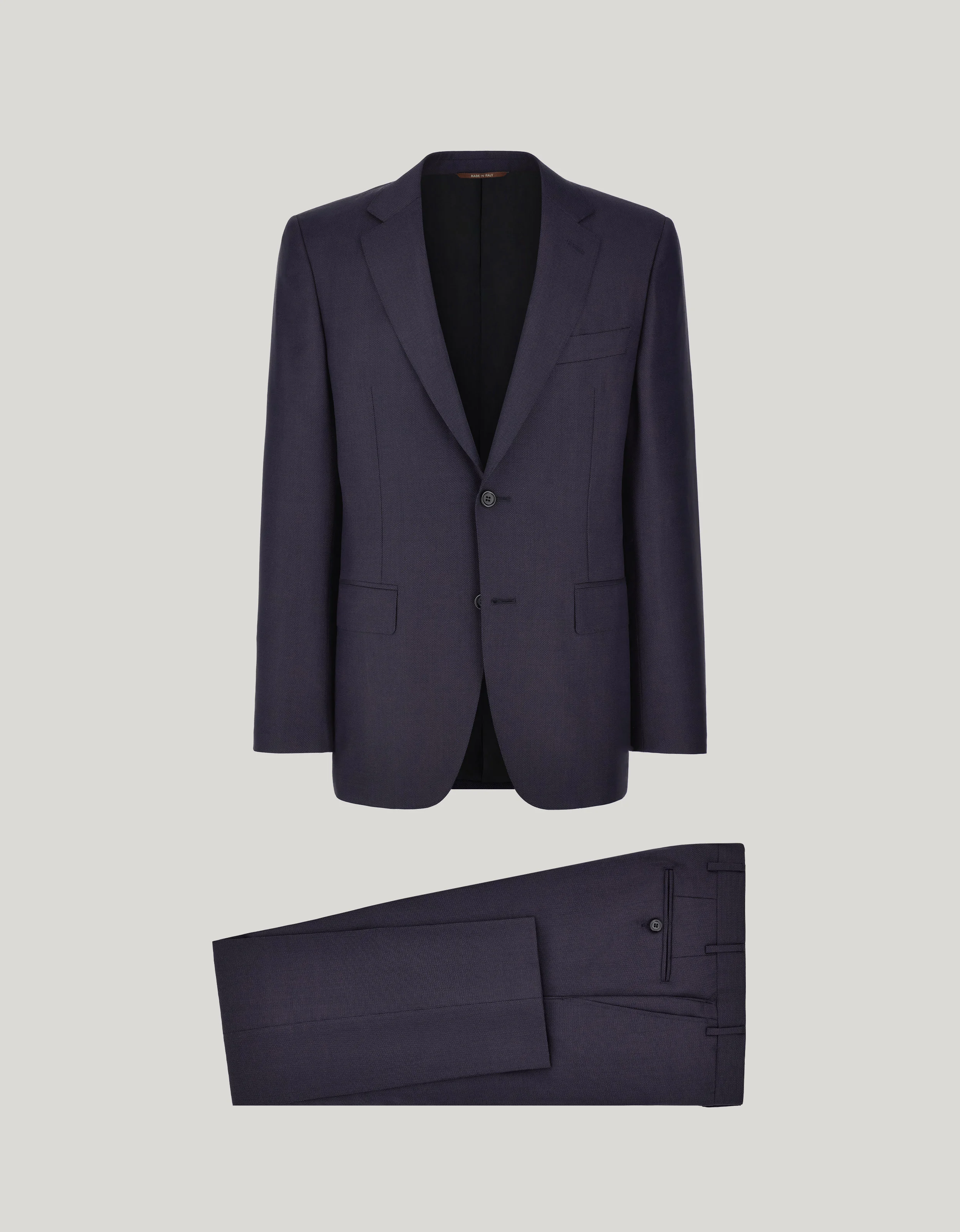 NAVY BLUE PURE WOOL SUIT WITH SINGLE-BREASTED TWO-BUTTON JACKET - 1