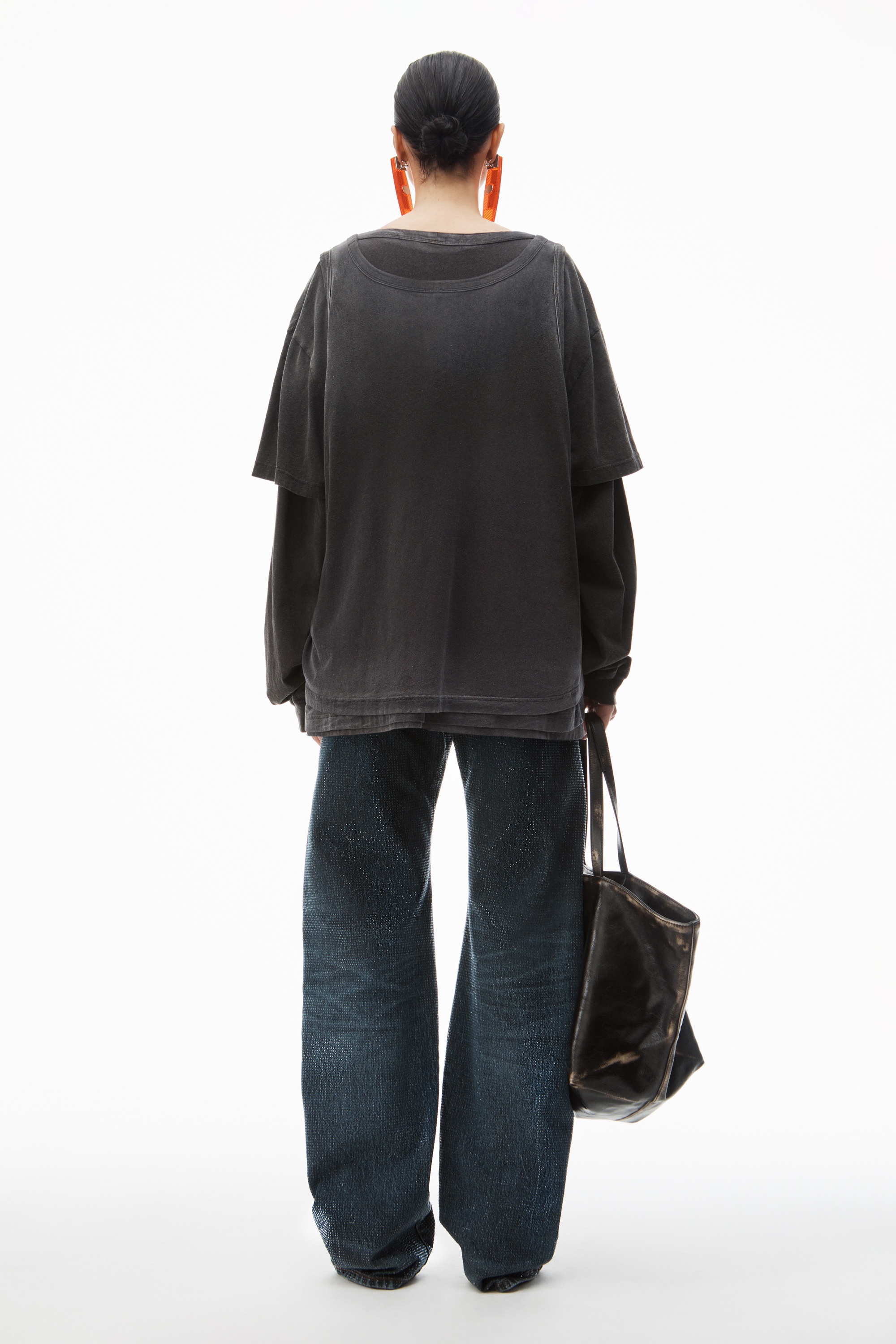 oversize triple-layer tee in cotton - 4