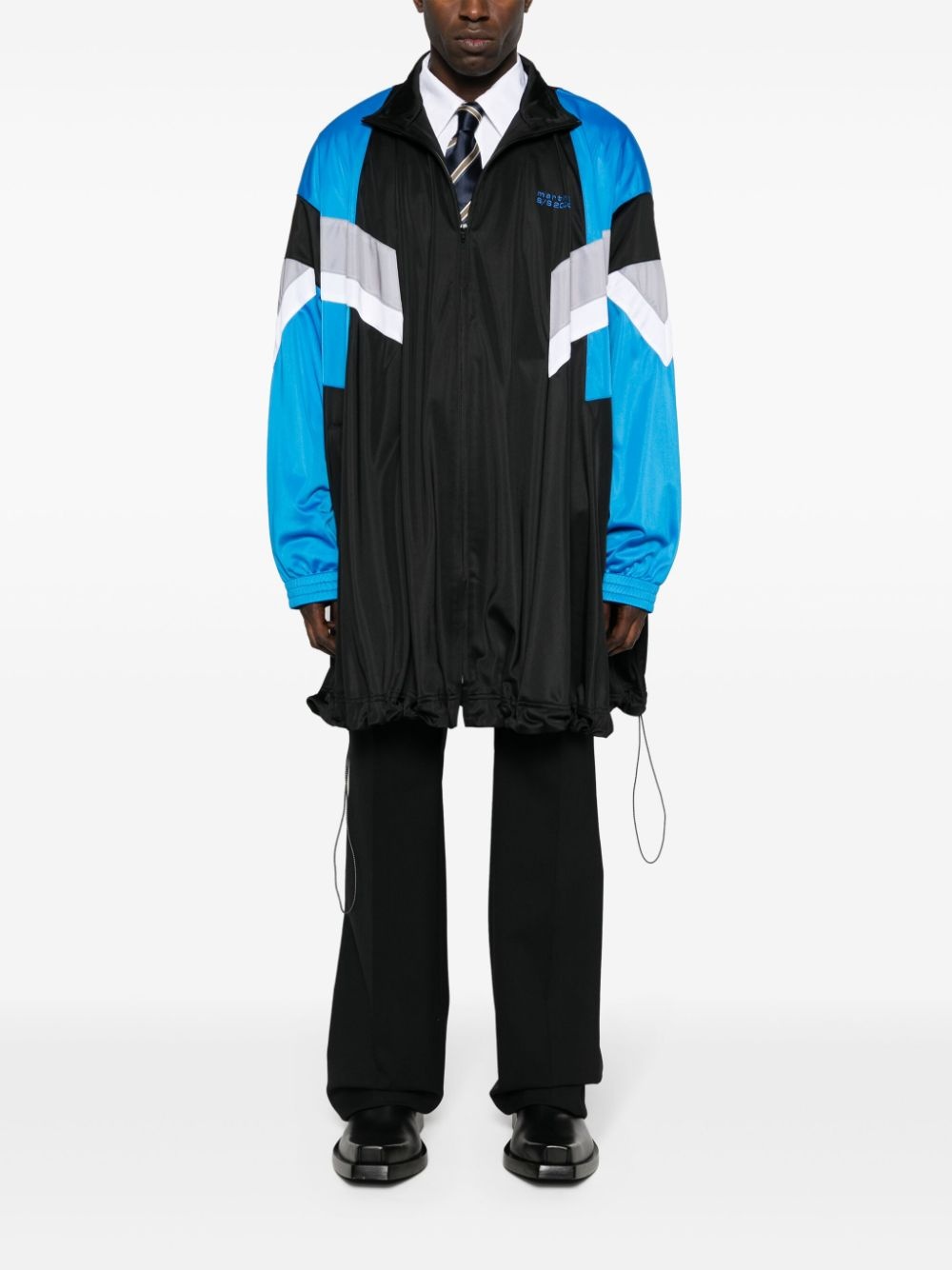 logo-embroidered colourblock coat - 2