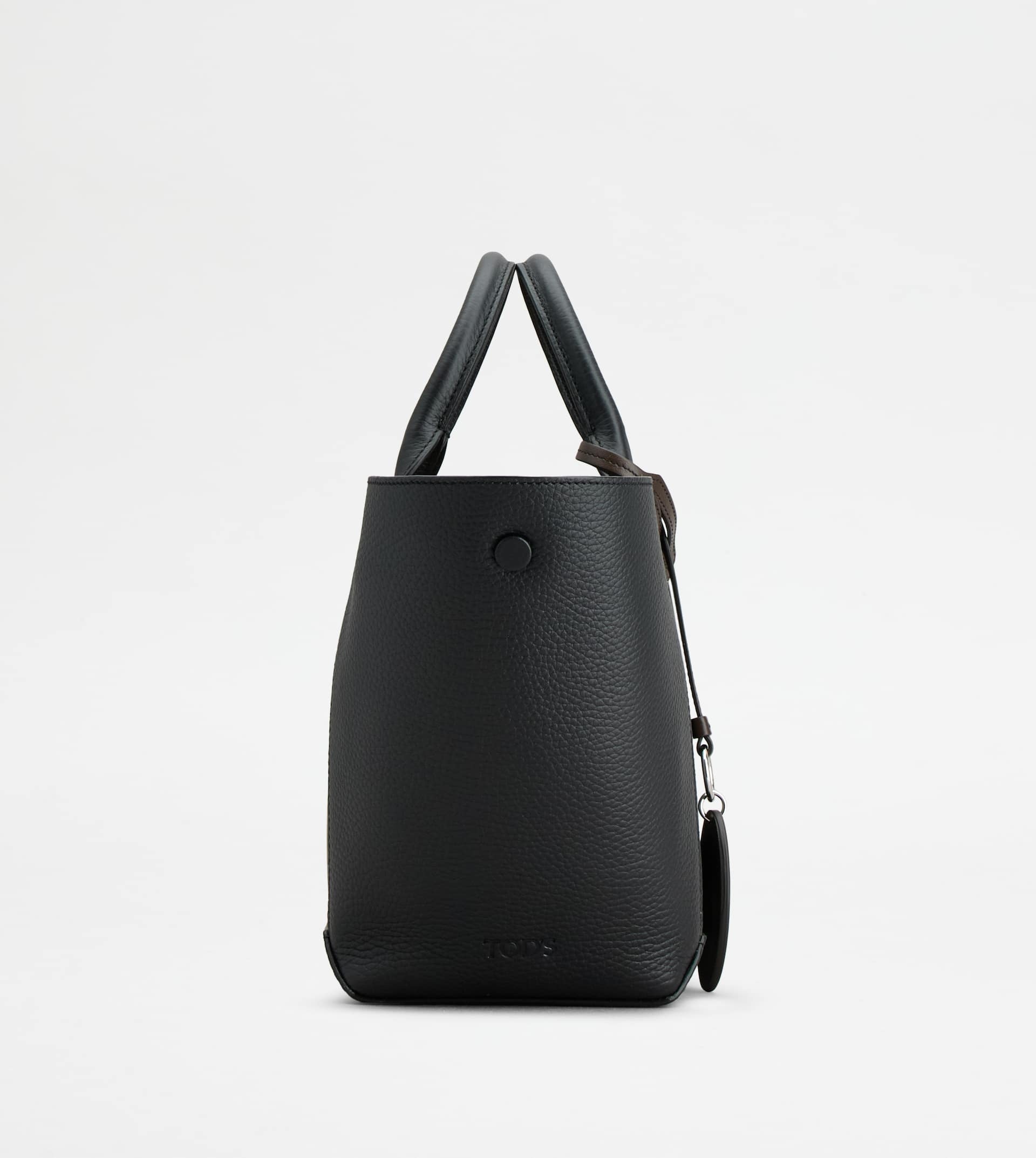 TOD'S DOUBLE UP SHOPPING BAG IN LEATHER SMALL - BLACK, BROWN - 2