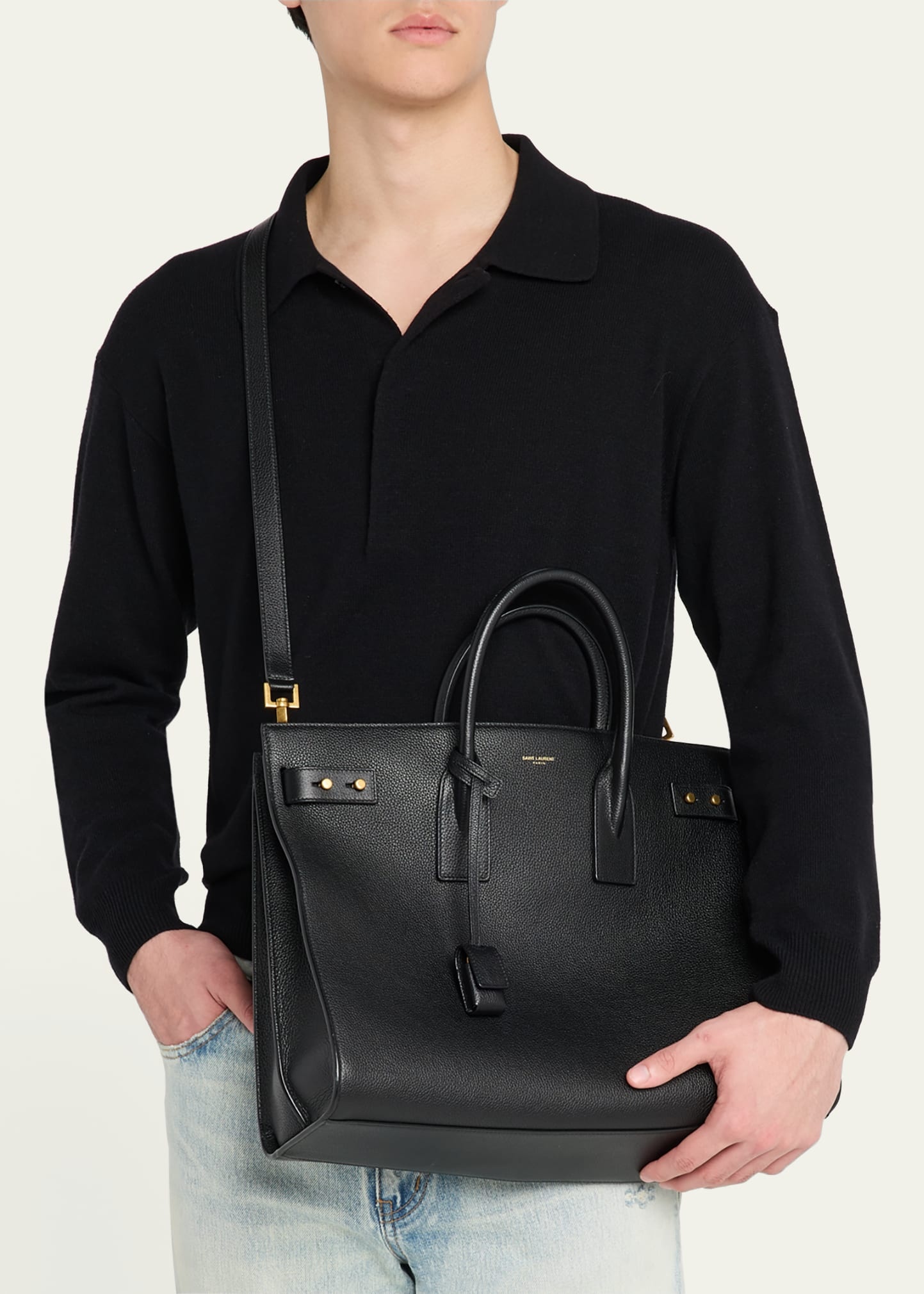 Men's Sac de Jour Large Grained Leather Tote Bag - 2