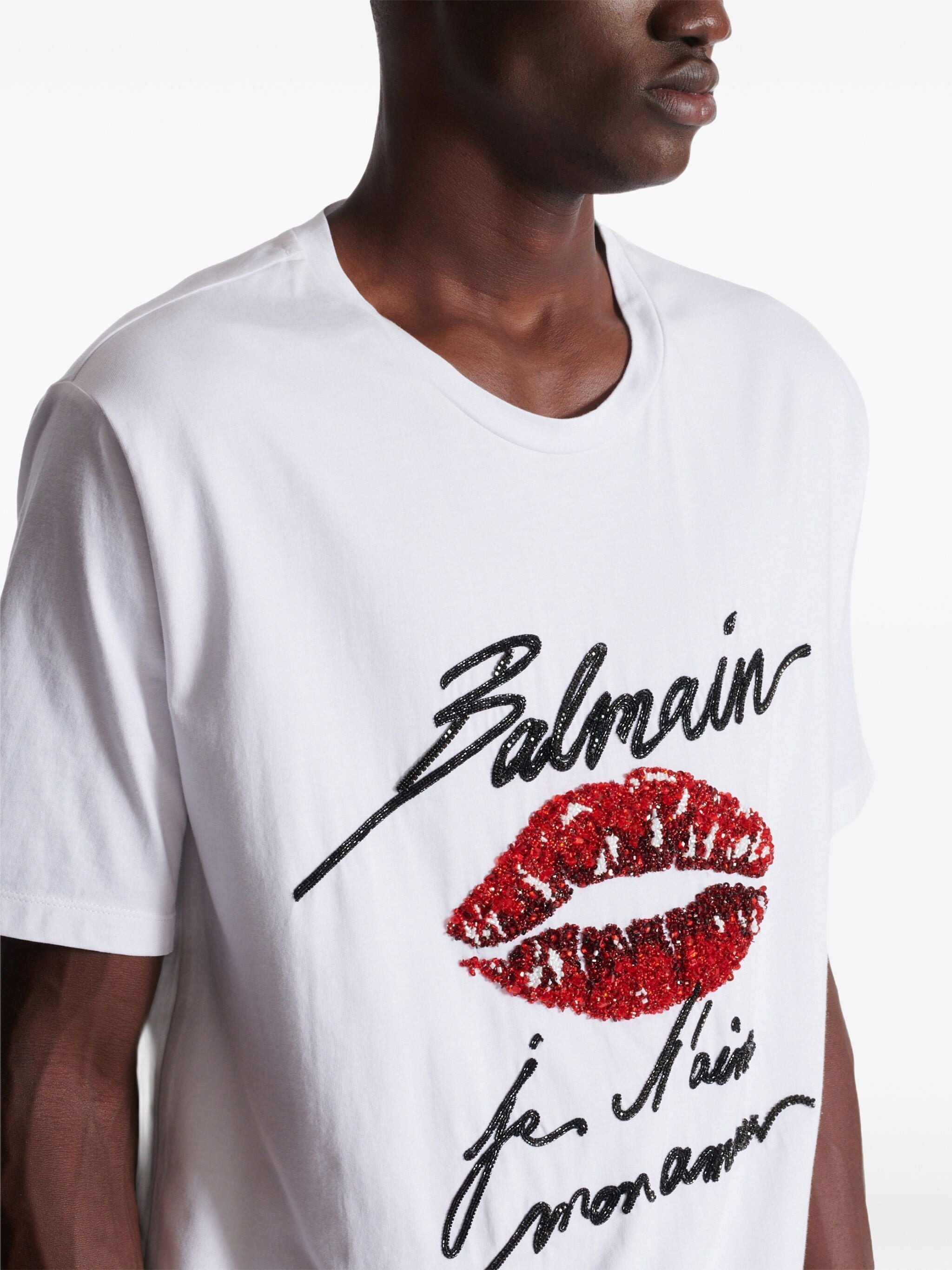 Balmain Men Balmain & Lips Embroid T-Shirt - Reg Fit - 6