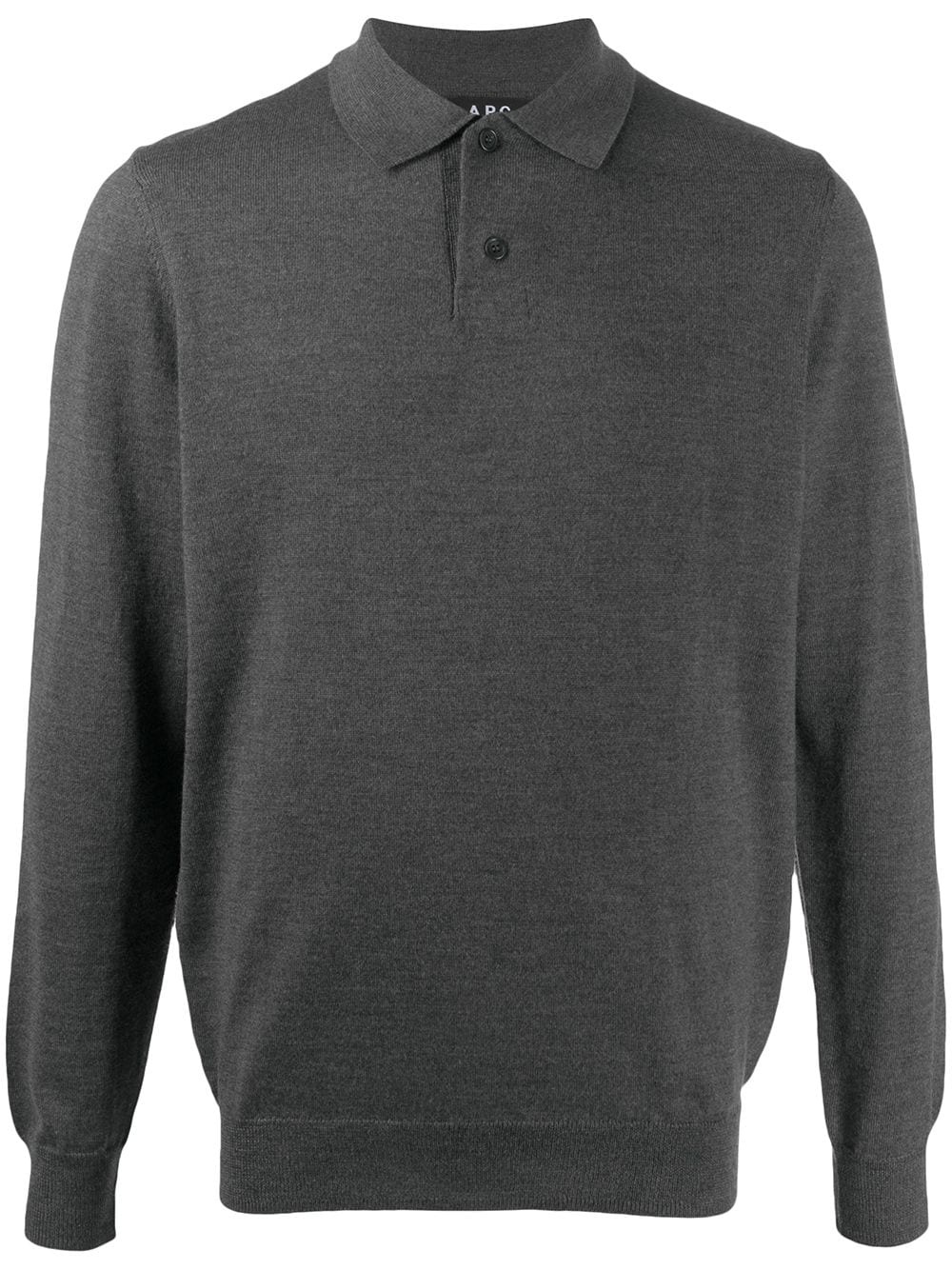 knitted long-sleeved polo shirt - 1