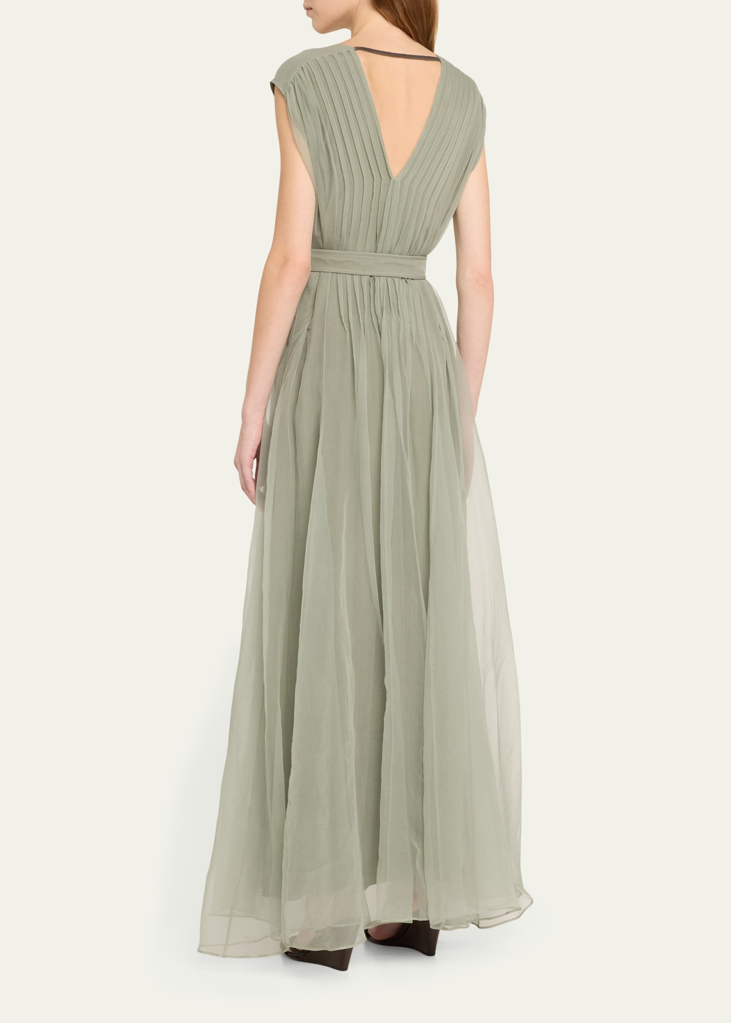 Crispy Silk Organza Belted Volume Dress - 3