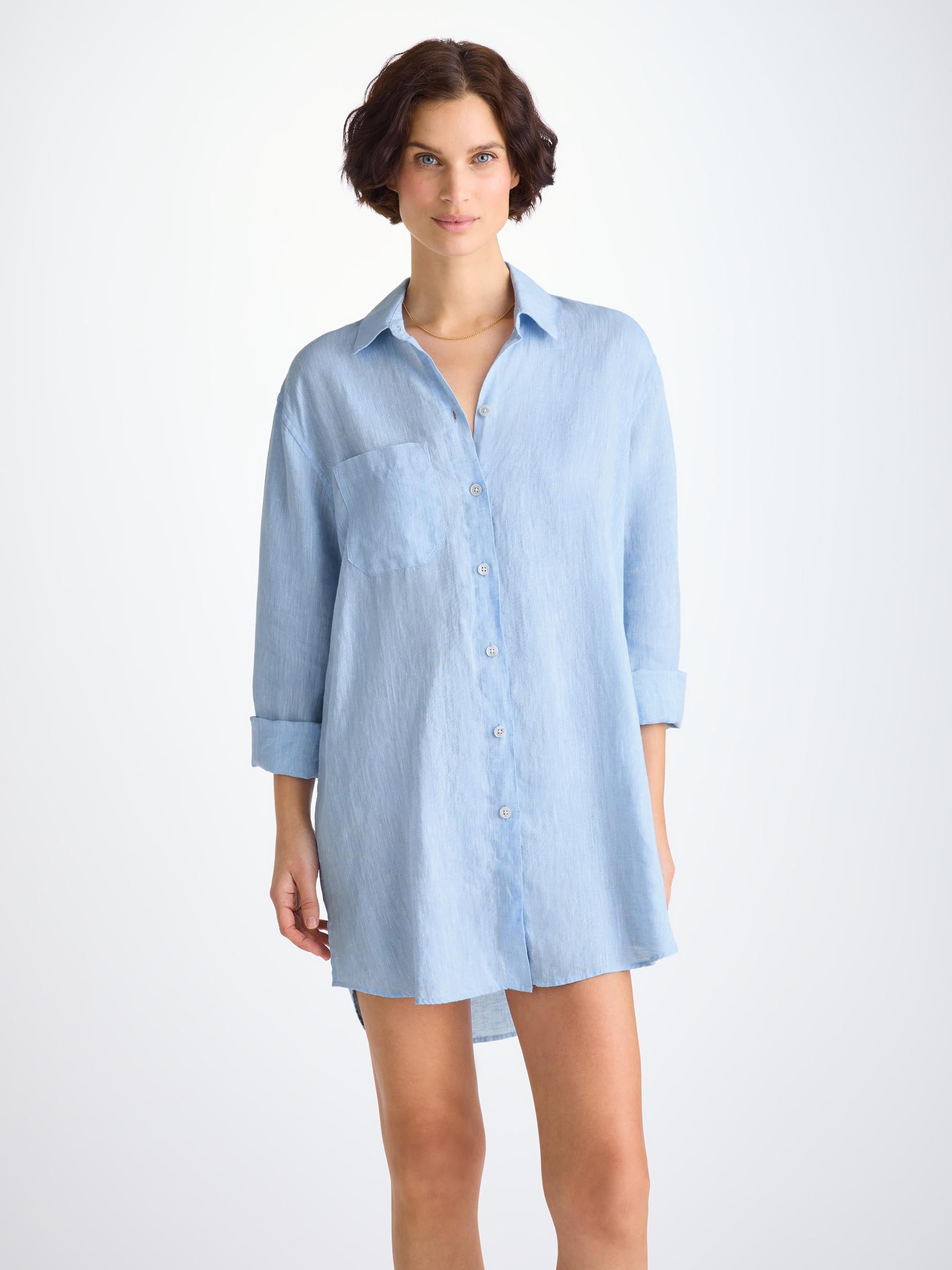 Women's Shirt Sicily Linen Sky Blue - 2