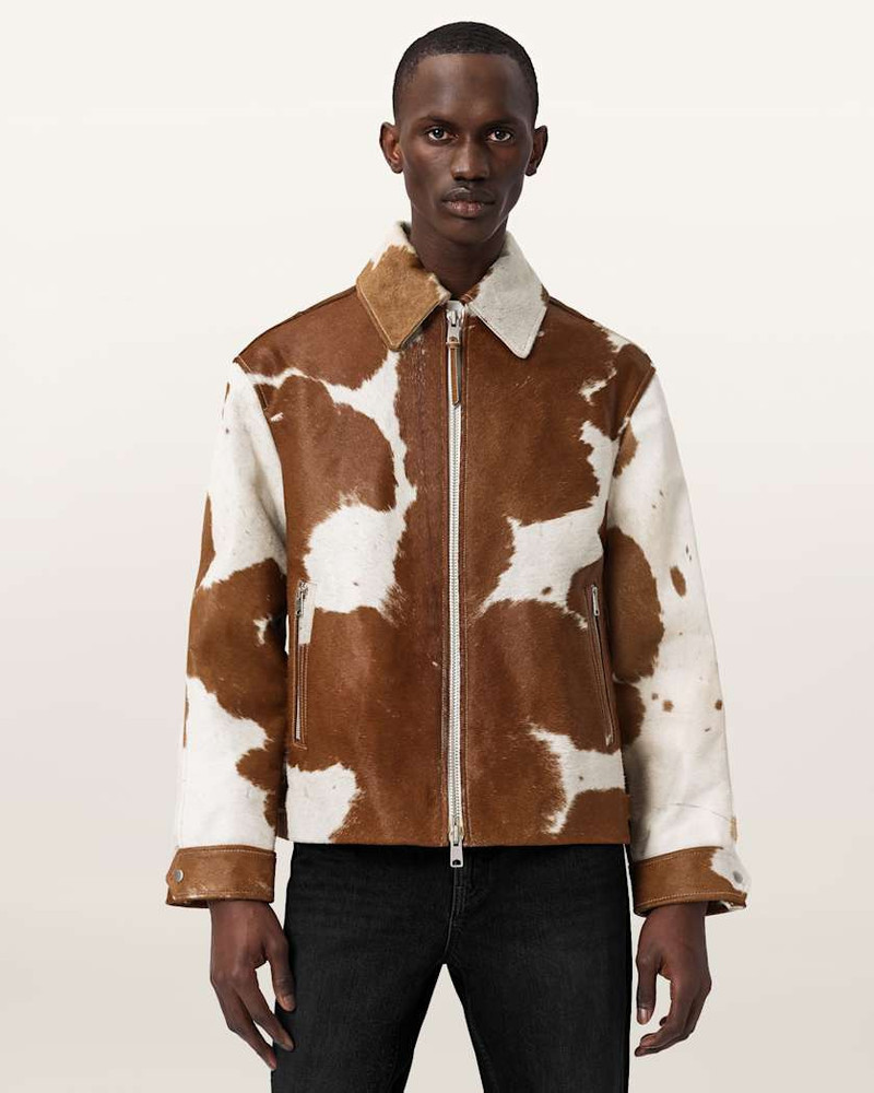 ALLSAINTS GARRISON OVERSIZED COW PRINT JACKET outlook