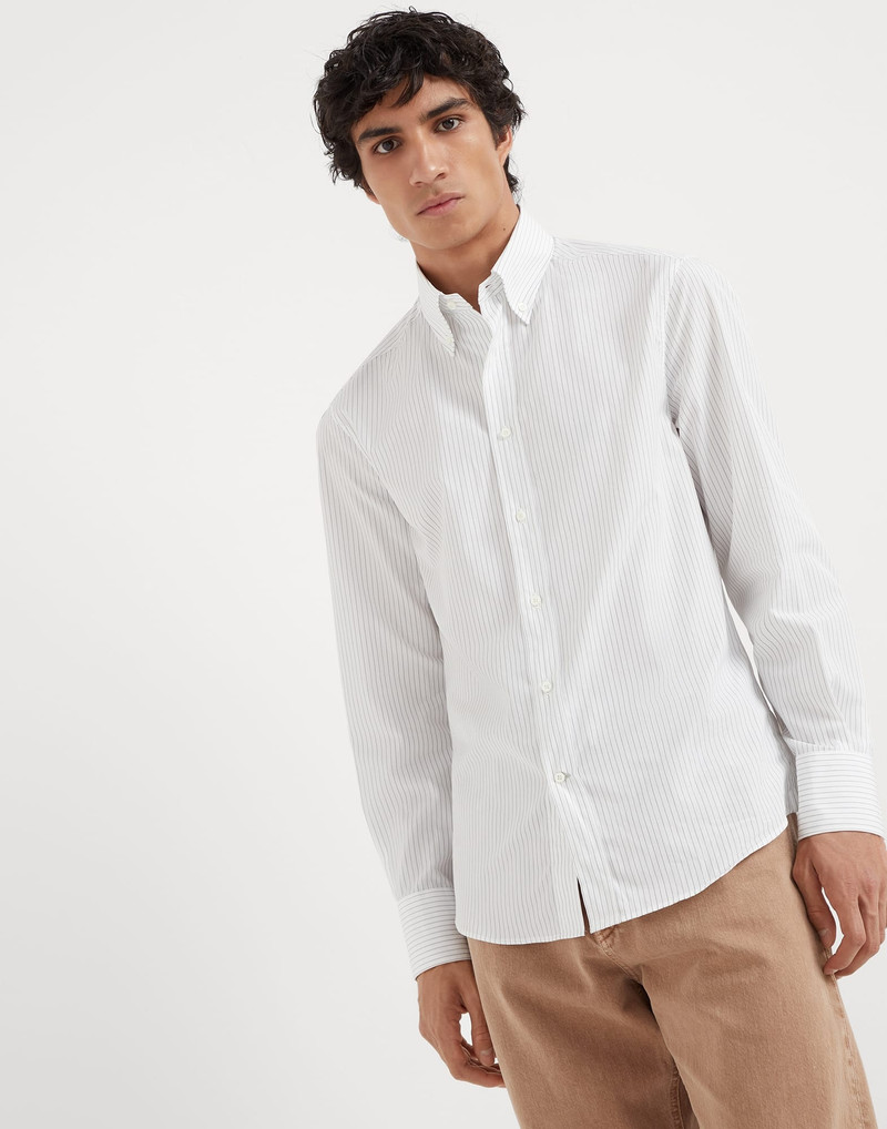 Pinstripe slim fit shirt with button-down collar 1