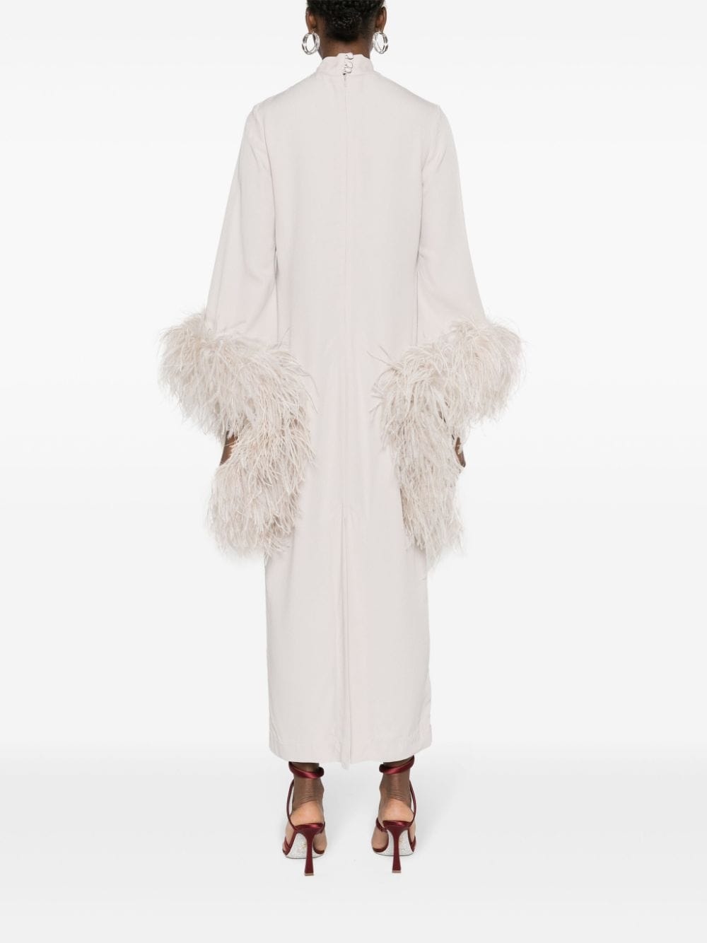 Feather sleeve midi-dress - 6