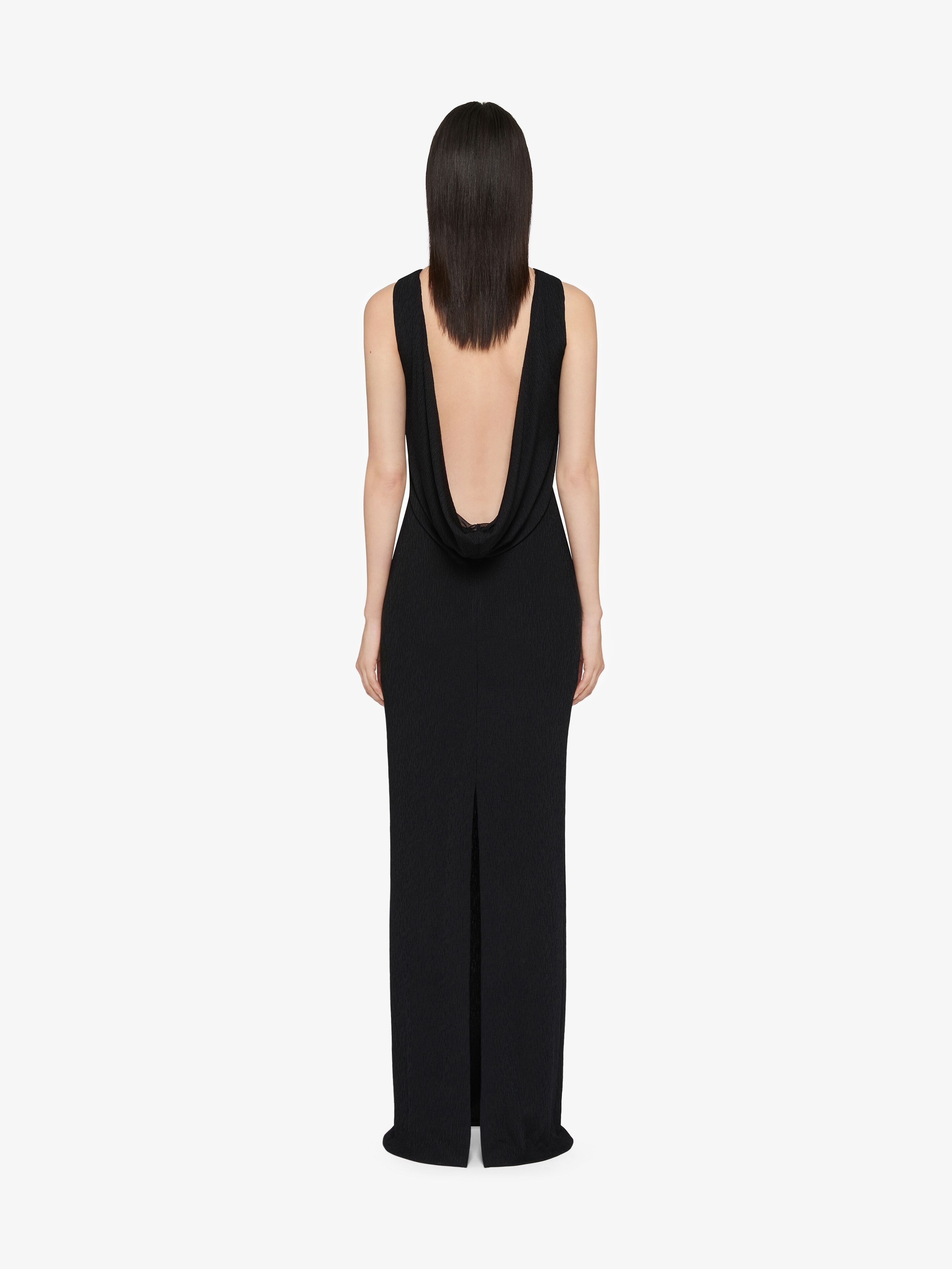 EVENING DRESS IN TEXTURED JERSEY WITH CRYSTAL LACES - 3