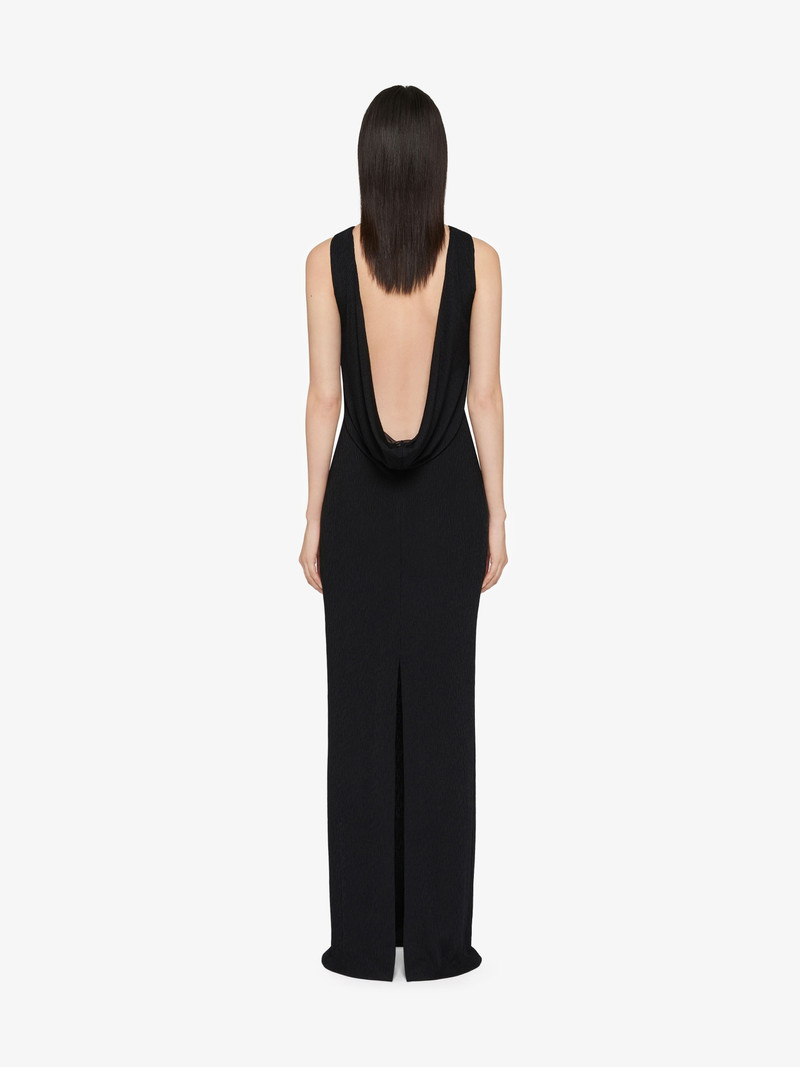 EVENING DRESS IN TEXTURED JERSEY WITH CRYSTAL LACES 3