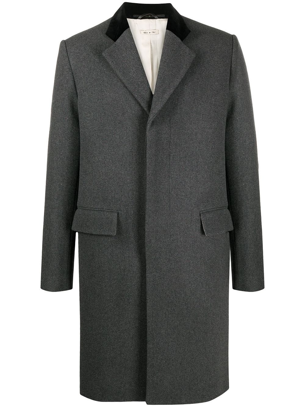 contrast collar single breasted coat  - 1