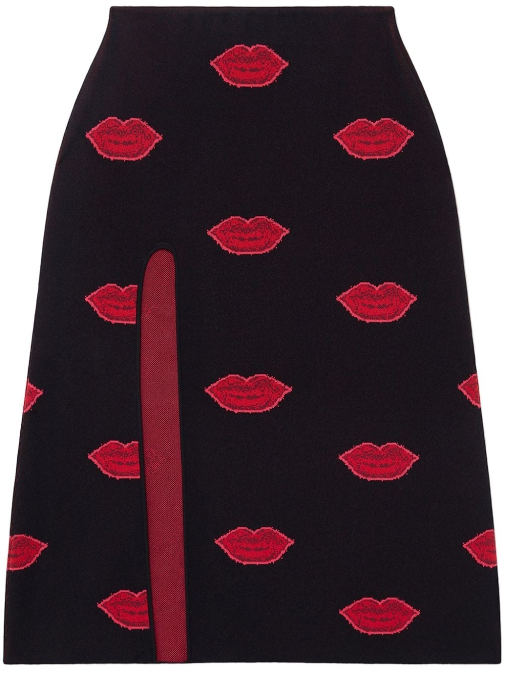 lips-print knit midi skirt - 1