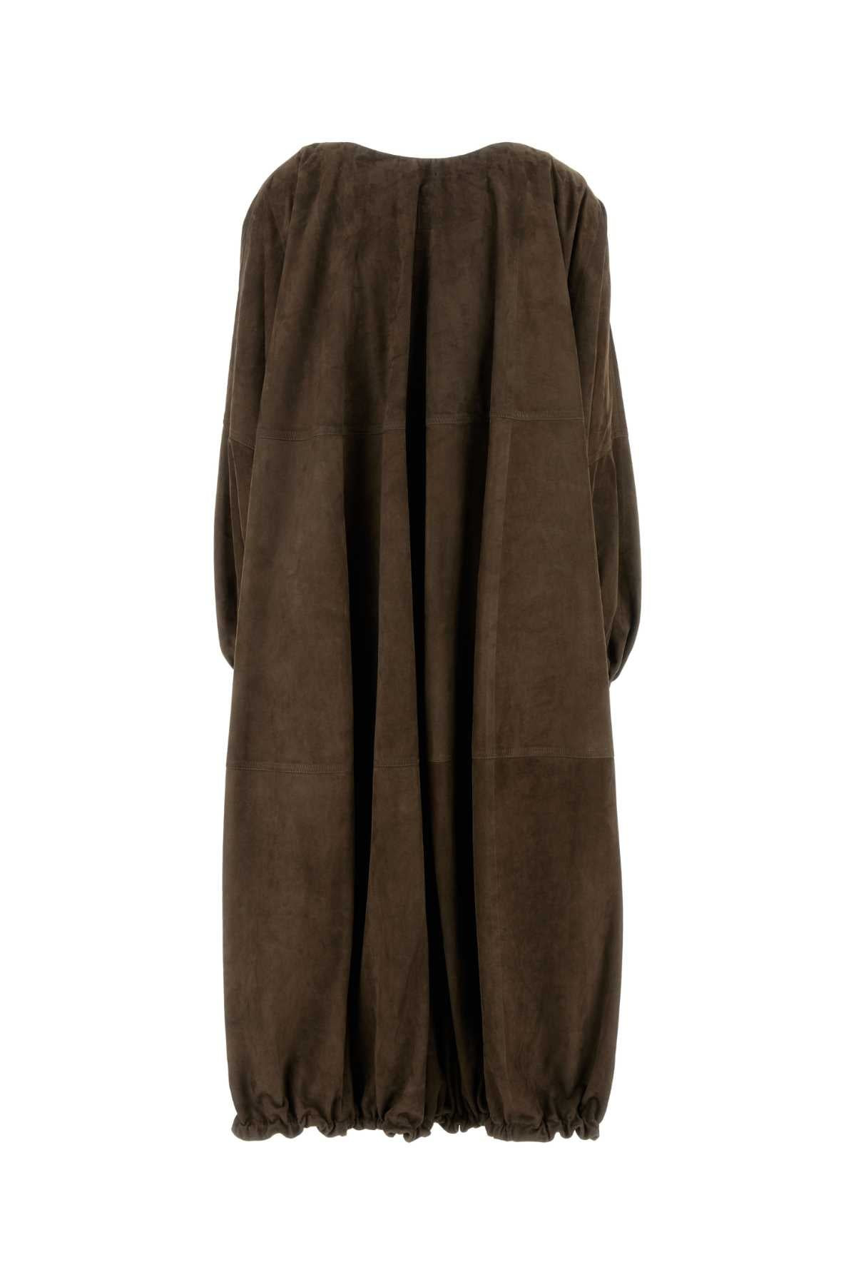 Salvatore Ferragamo Women Brown Suede Overcoat - 2