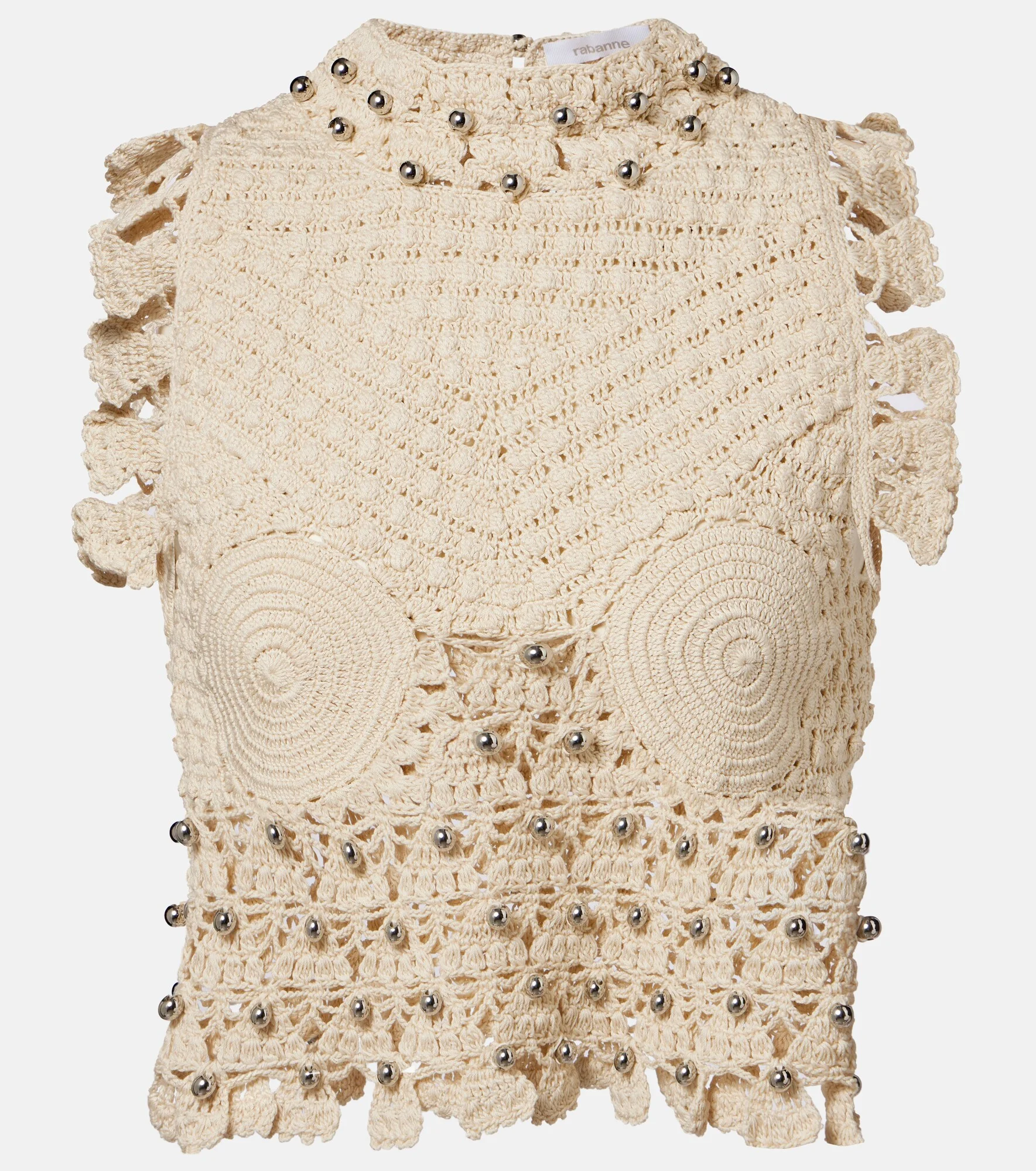 Embellished crochet cotton top - 1