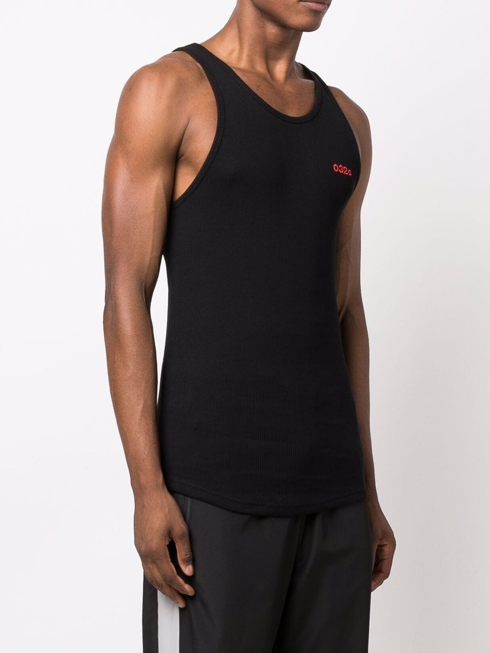 logo-embroidered ribbed tank top - 3