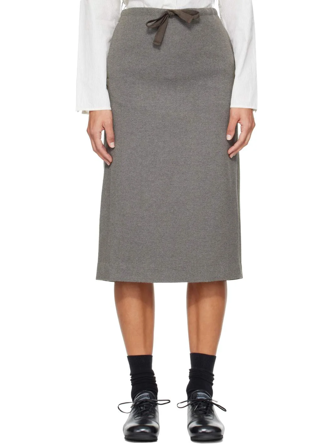 Gray Crush Midi Skirt - 1