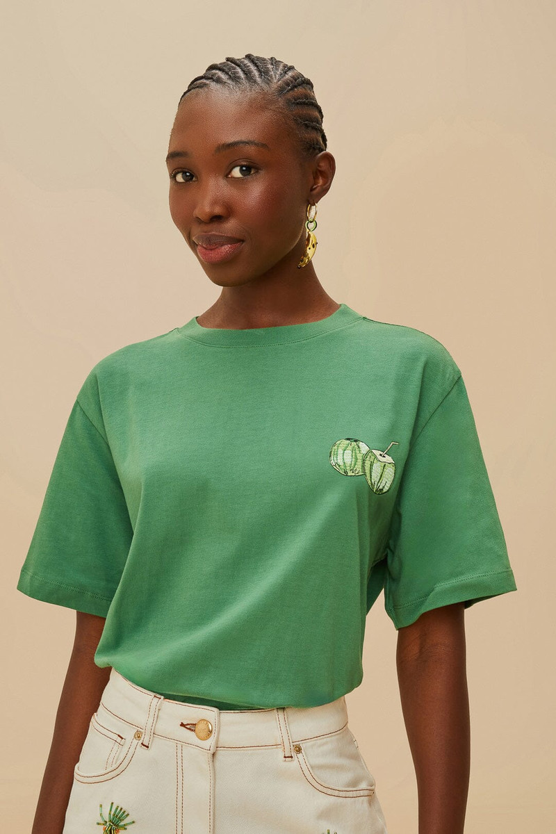 Green Tropical Coconut Organic Cotton Relaxed T-Shirt 1
