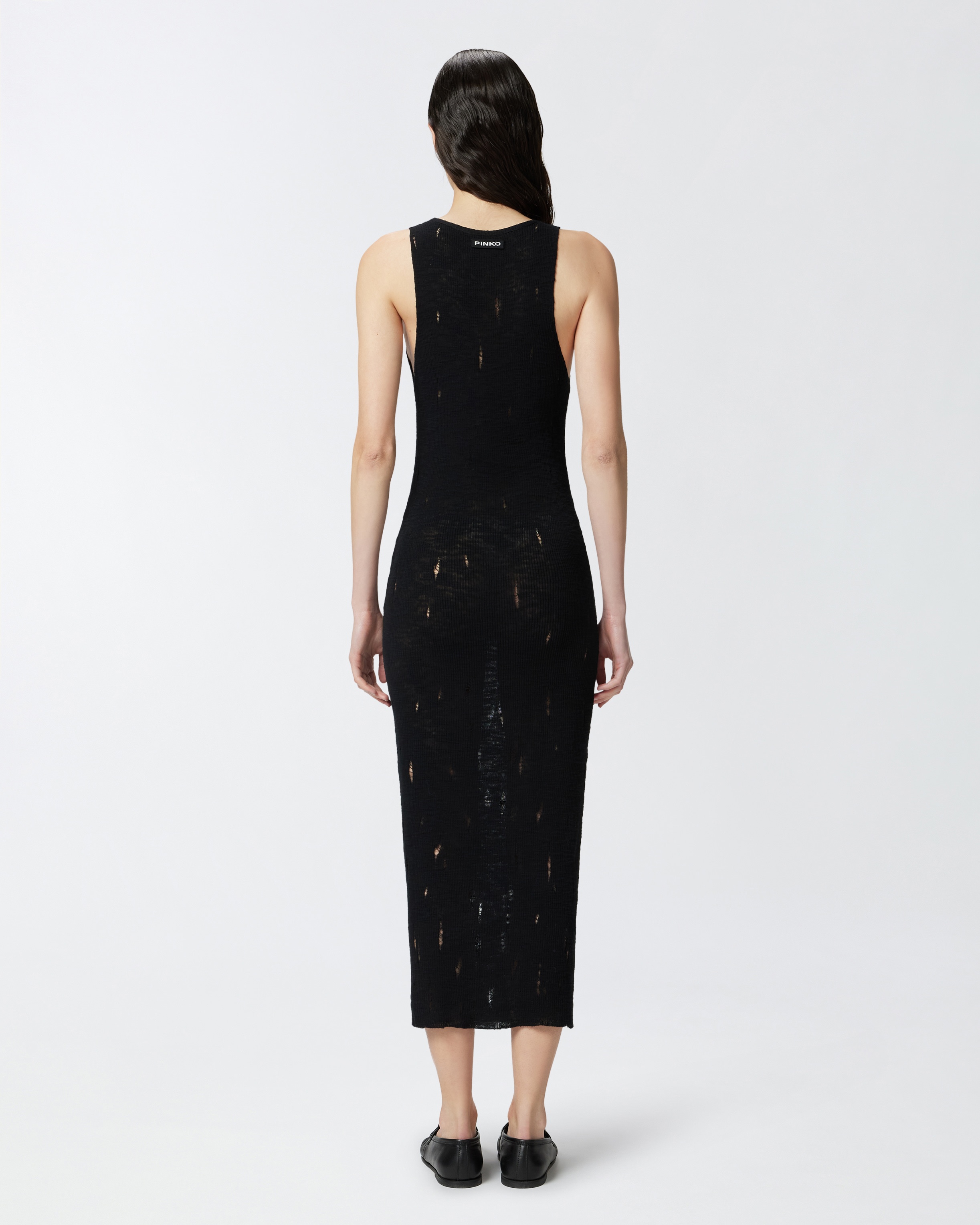 LONG DRESS IN LIGHT KNIT WITH TEARS - 4