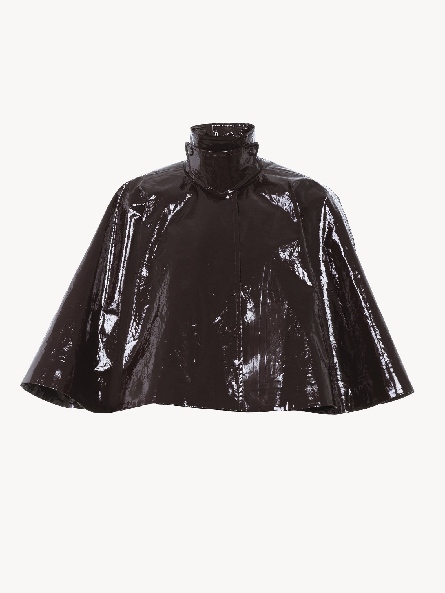 SHORT CAPE IN LACQUERED SHINY COTTON - 2