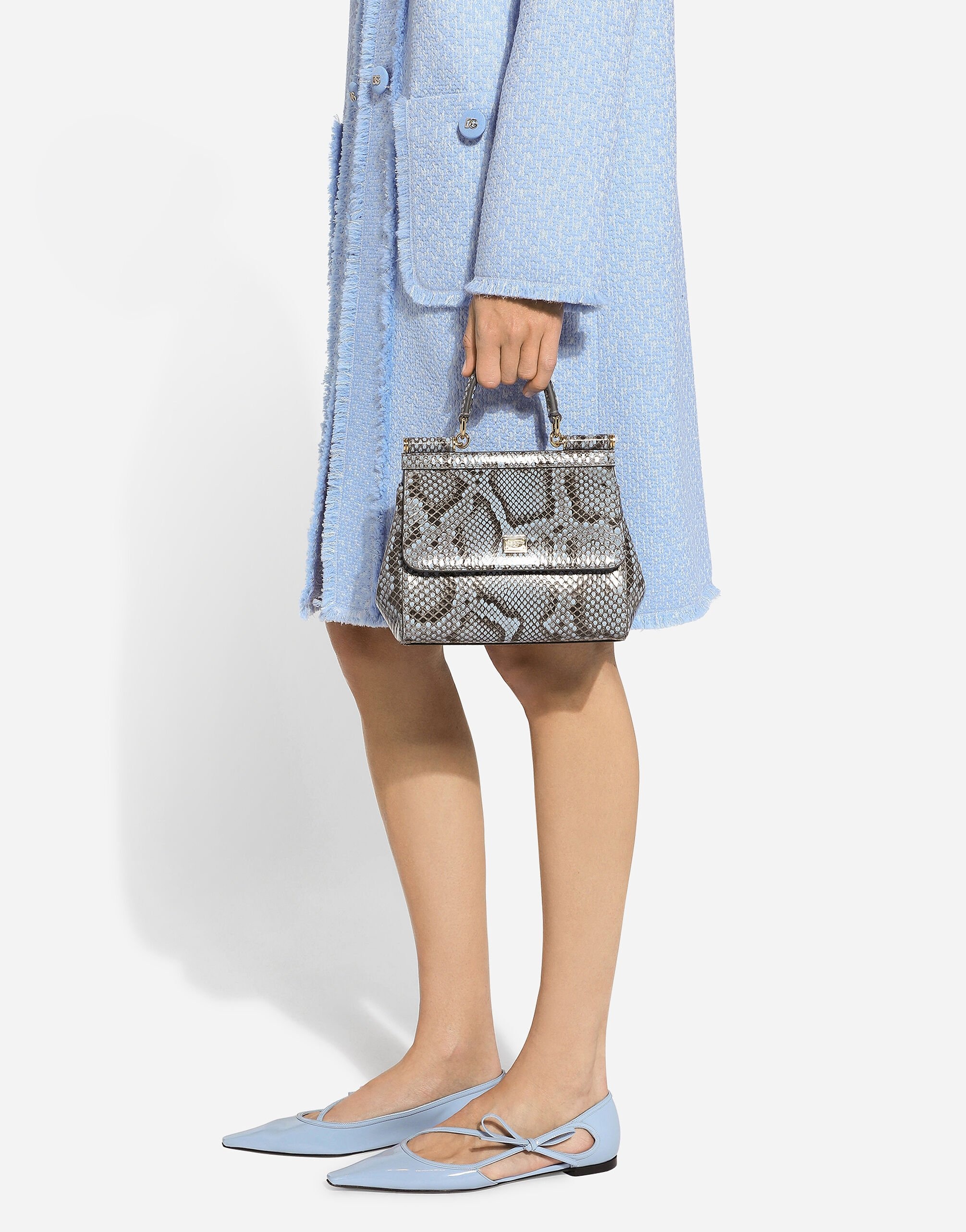 Single-breasted raschel tweed coat - 4